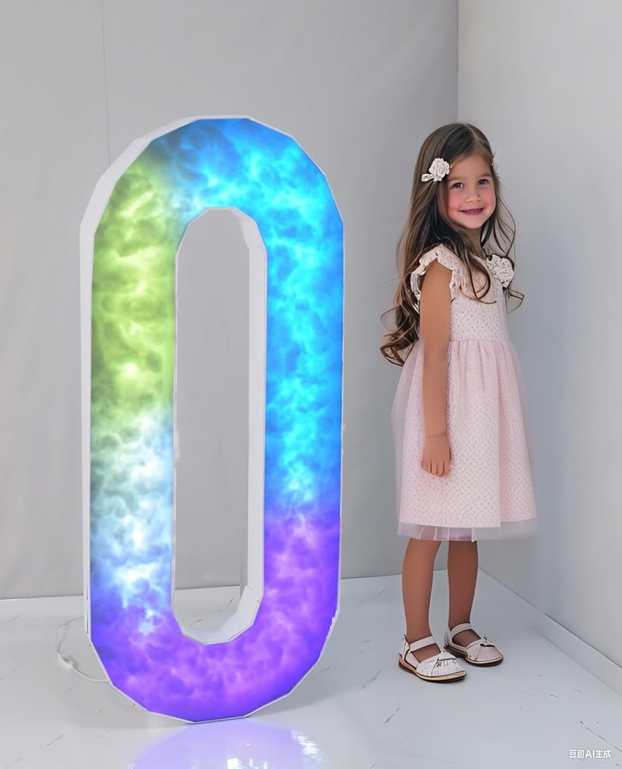 Colorful Marquee Number 0, 4FT Large Mosaic Numbers Light Up with Multicolor Options and Diverse Flashing Patterns, Plastic Board Set for Birthdays Weddings, B aby Anniversaries Party Décor