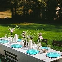 Vista 50 de Platos de papel plateado y servilletas para fiestas, platos blancos y plateados para 24, 168 piezas de decoraciones de fiesta plateadas para boda