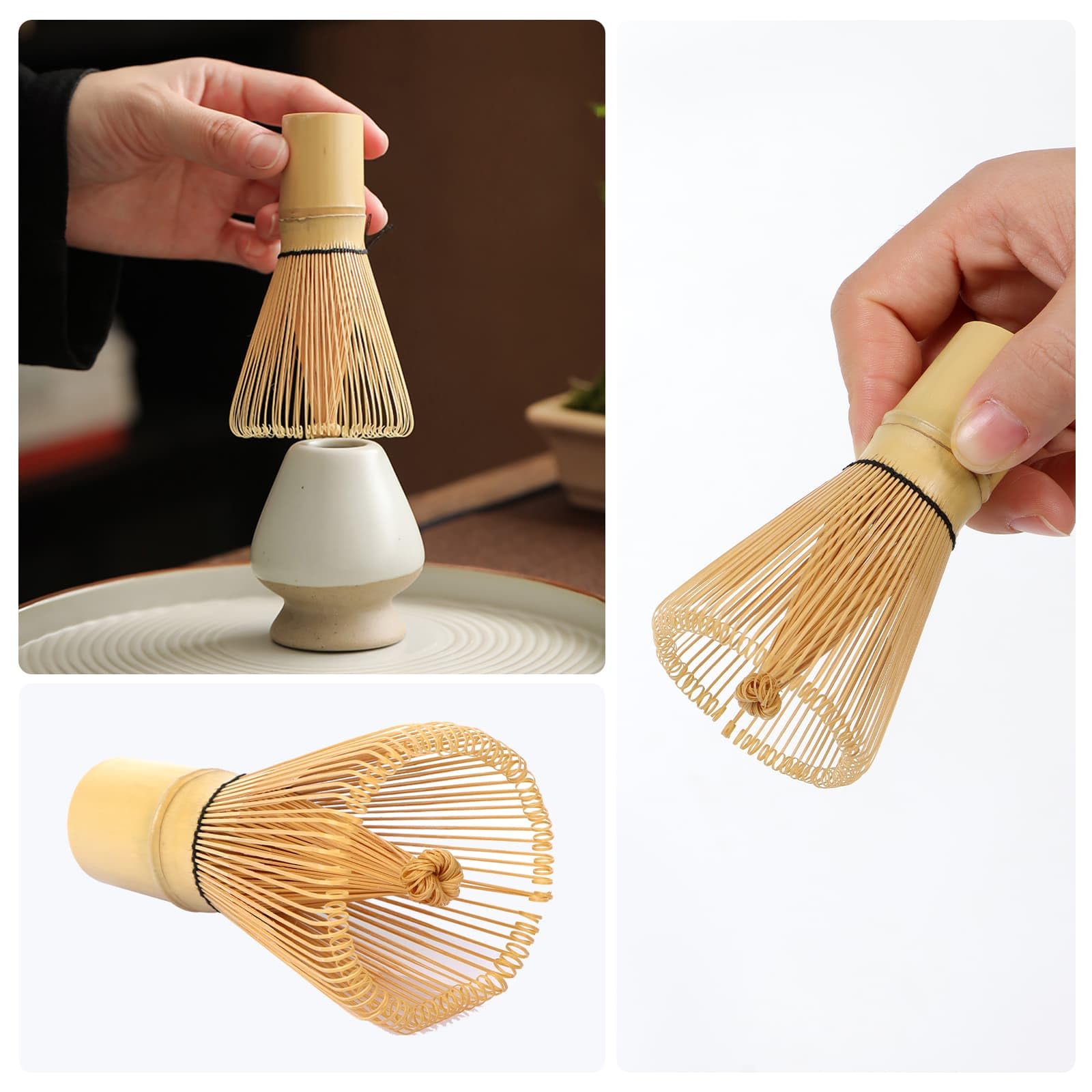 Traditional Bamboo Matcha Whisk (Chasen) - 100 Prongs, Handmade For Perfect Green Tea Foam