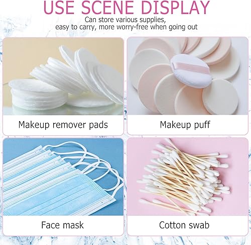 Miniatura 7 de Soporte portátil de 3 piezas para almohadilla de viaje, organizador de almacenamiento de encimera de baño, almohadilla de algodón, hisopo,