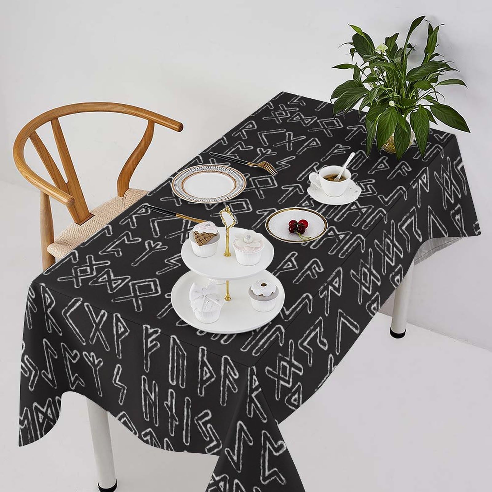 Nappe rectangulaire Viking 3D anti-tache nappe de cuisine lavable style scandinave 140x190