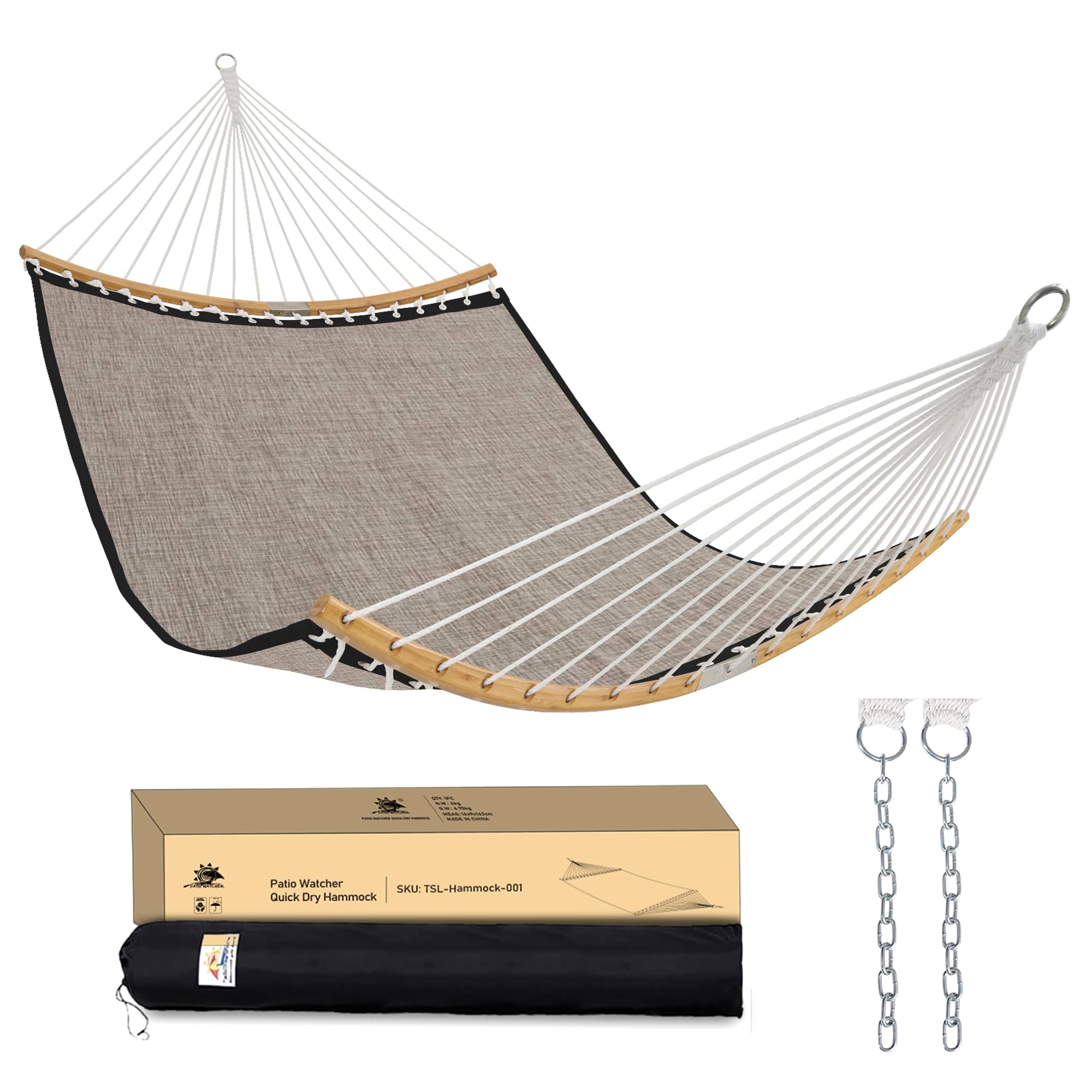 Photo 1 of ***USED - LIKELY MISSING PARTS - UNABLE TO VERIFY FUNCITONALITY***
Patio Watcher 14 FT Double Hammock with Curved-Bar Bamboo, Outside Quick Dry Two Person Hammock with Olefin Fabric,Comfortable, Weather-Resistant,450 lbs Capacity, Mocha