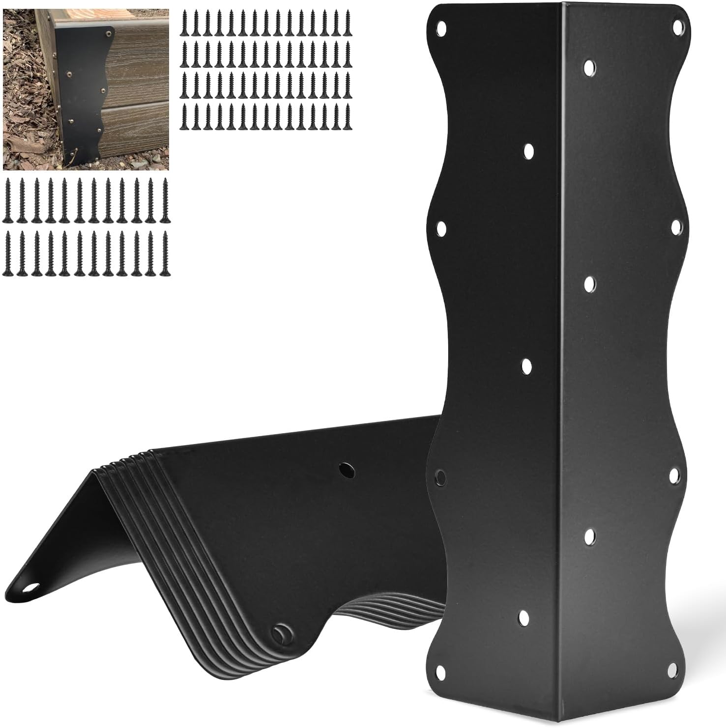 8 Set Raised Garden Bed Corner Brackets,11"x3"x3" Raised Bed Corners Heavy-Duty Metal Conner with Screws Fits 20"-24" Bed Edges,Rust Resistant Metal Bracket Connectors for Vegetable Planter Garden