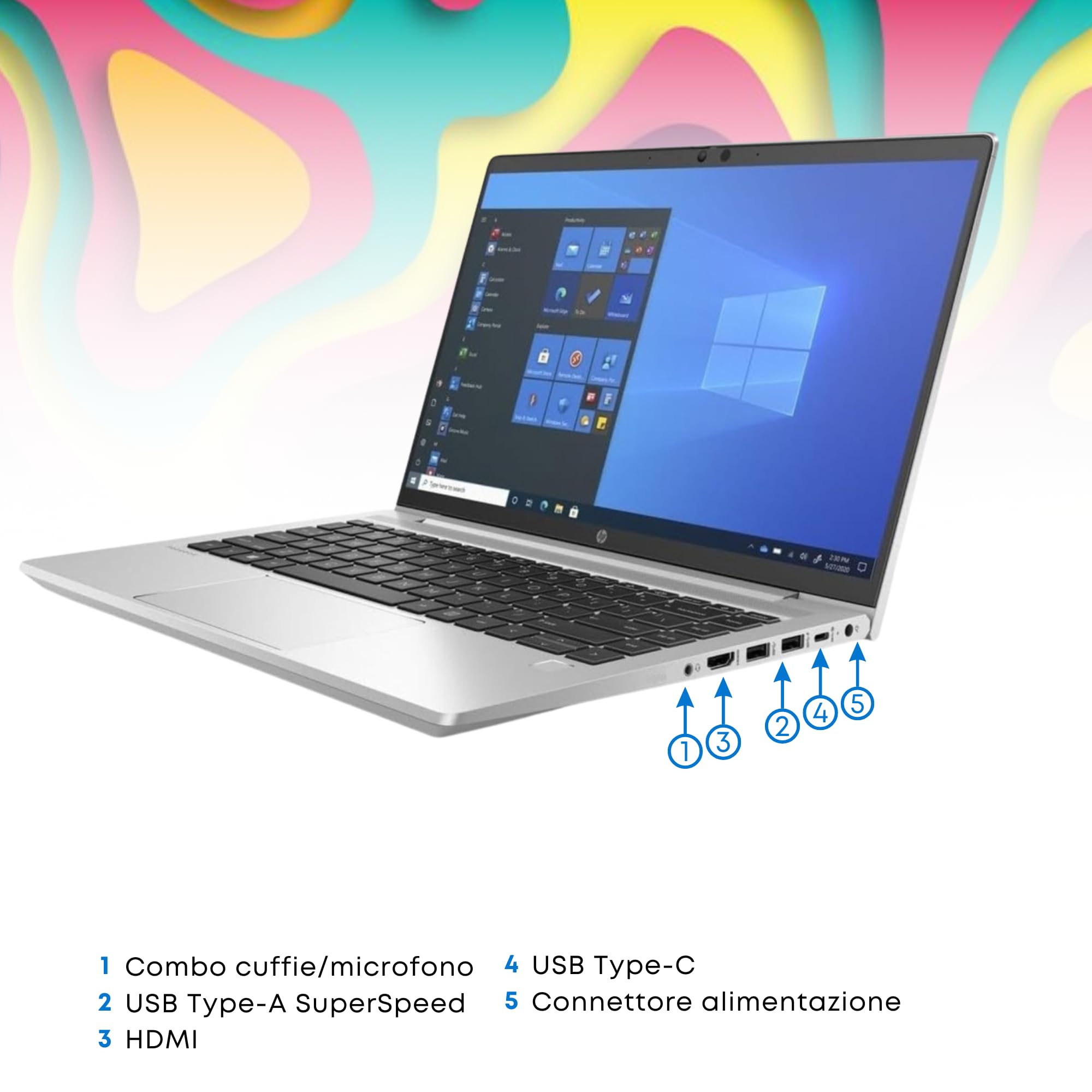 HP Probook - Pc Portatile Notebook Intel Core i5-1135G7 4 core 2.4Ghz - Ram 16 Gb SSD 256 Gb - Display da 14" FHD - Laptop Win 11 + Pacchetto Libre (Ricondizionato)