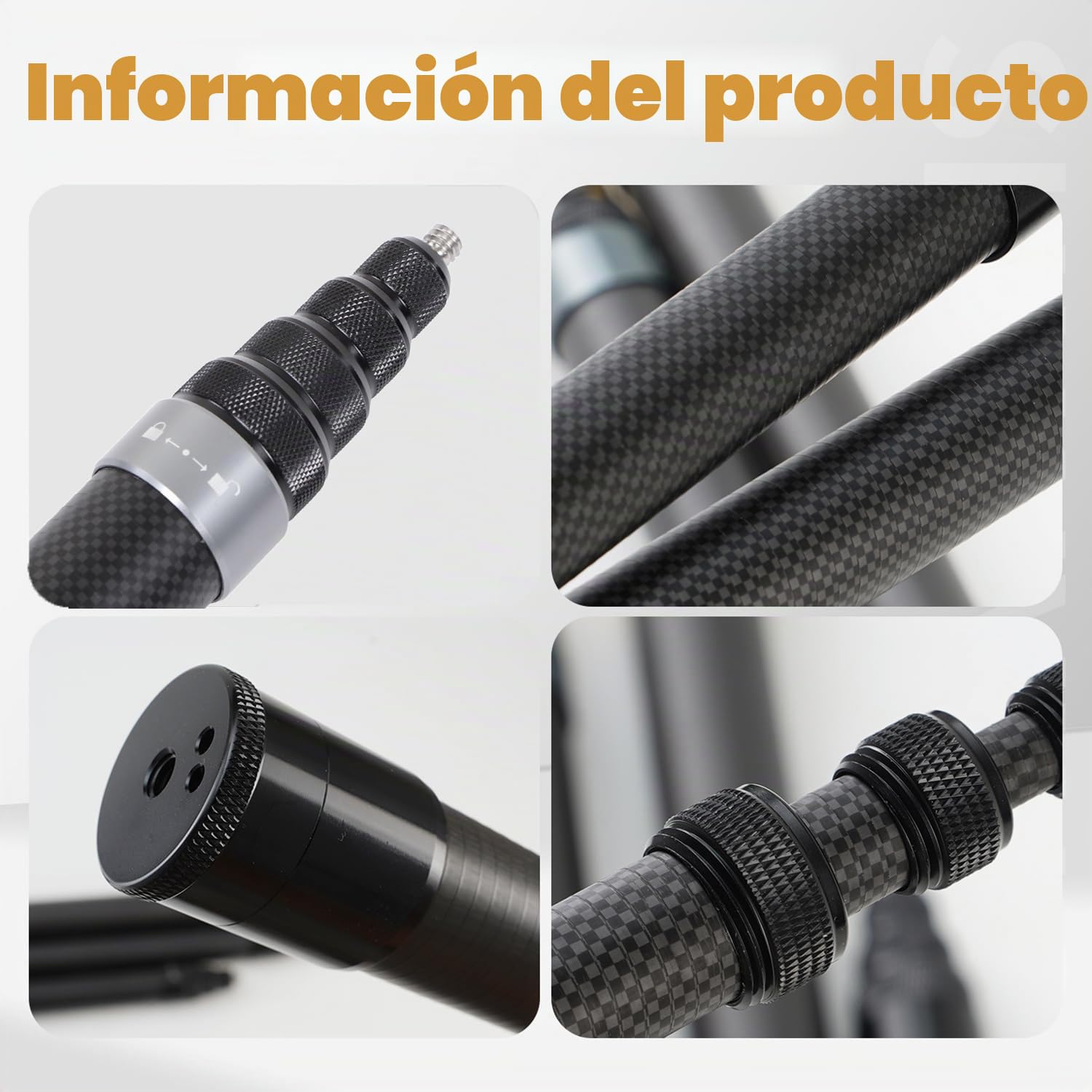 Selfie Stick, Palo Selfie Invisible 3m, Palo para Selfies de Fibra de Carbono, Cámara de Movimiento Selfie Stick, para Insta360 X3/X5/ONE RS/GO 2, Incluye Funda de Transporte (Plateado)