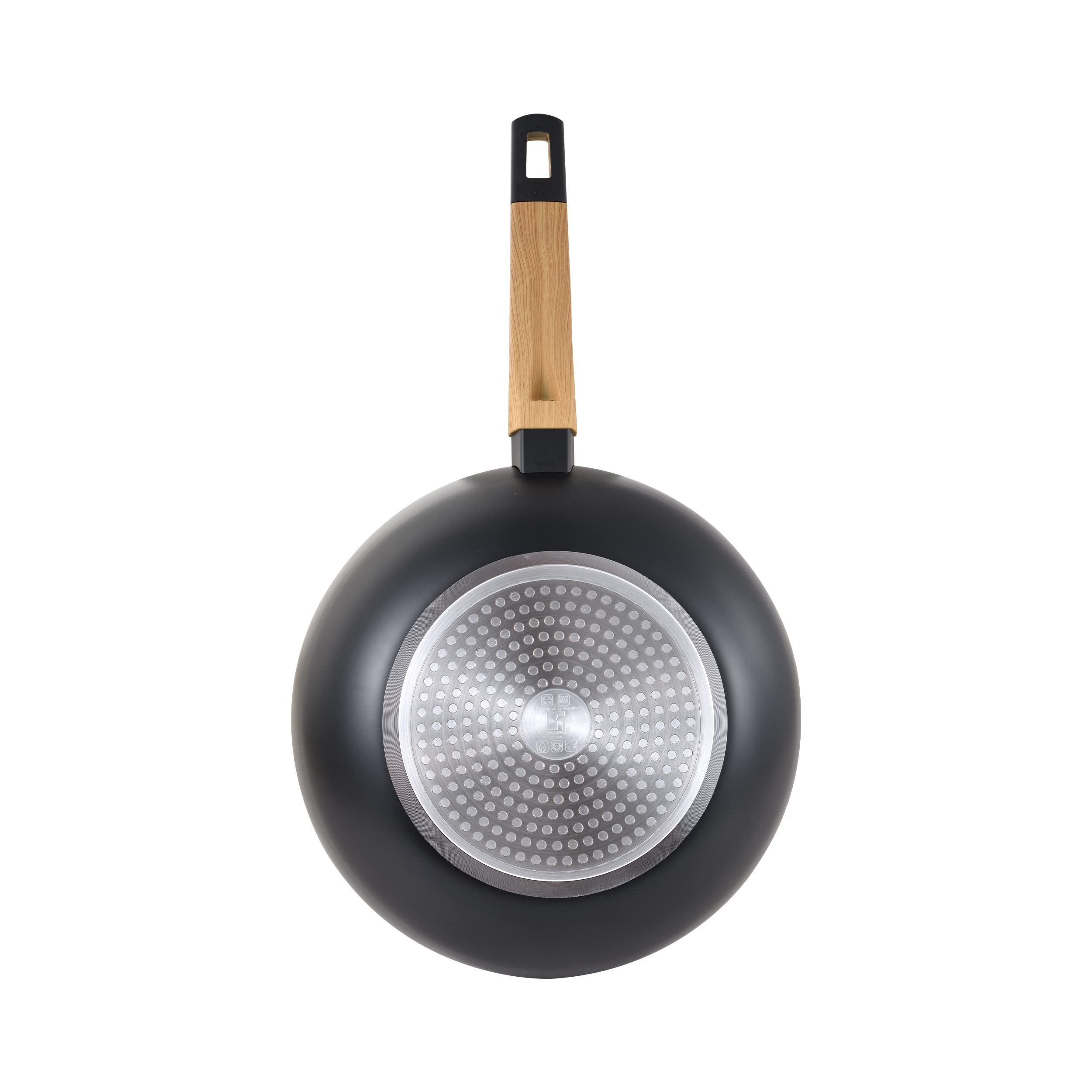 Bergner Earth Black - Wok de Aluminio Prensado 28 x 7.5 cm - Antiadherent - Mango Ergonómico con Tecnología Soft Touch - Apto para Todas las Cocinas