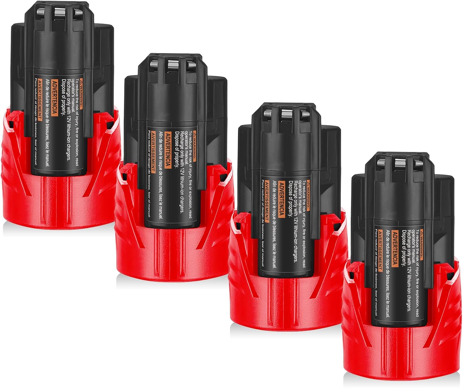4Pack M12 3.0Ah Replacement Battery for 12V Milwaukee M12 Lithium Ion Battery 48-11-2420 48-11-2440 48-11-2402 48-11-2411 48-11-2412 Cordlees Power Tools