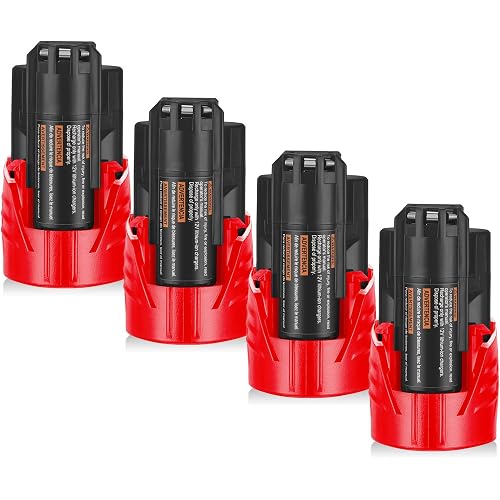 4 Pack M12 3.0Ah Replacement Battery for Milwaukee 12V Cordless Tools