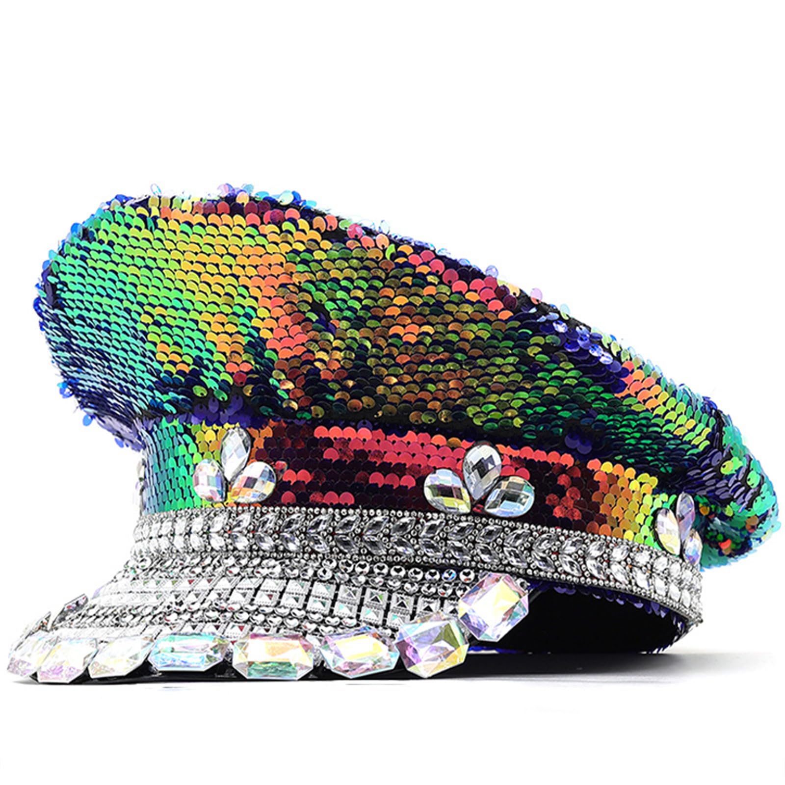 Cappello sergente con paillettes con strass addio al nubilato festa cosplay night club capitano copricapo donna matrimonio alla moda sposa