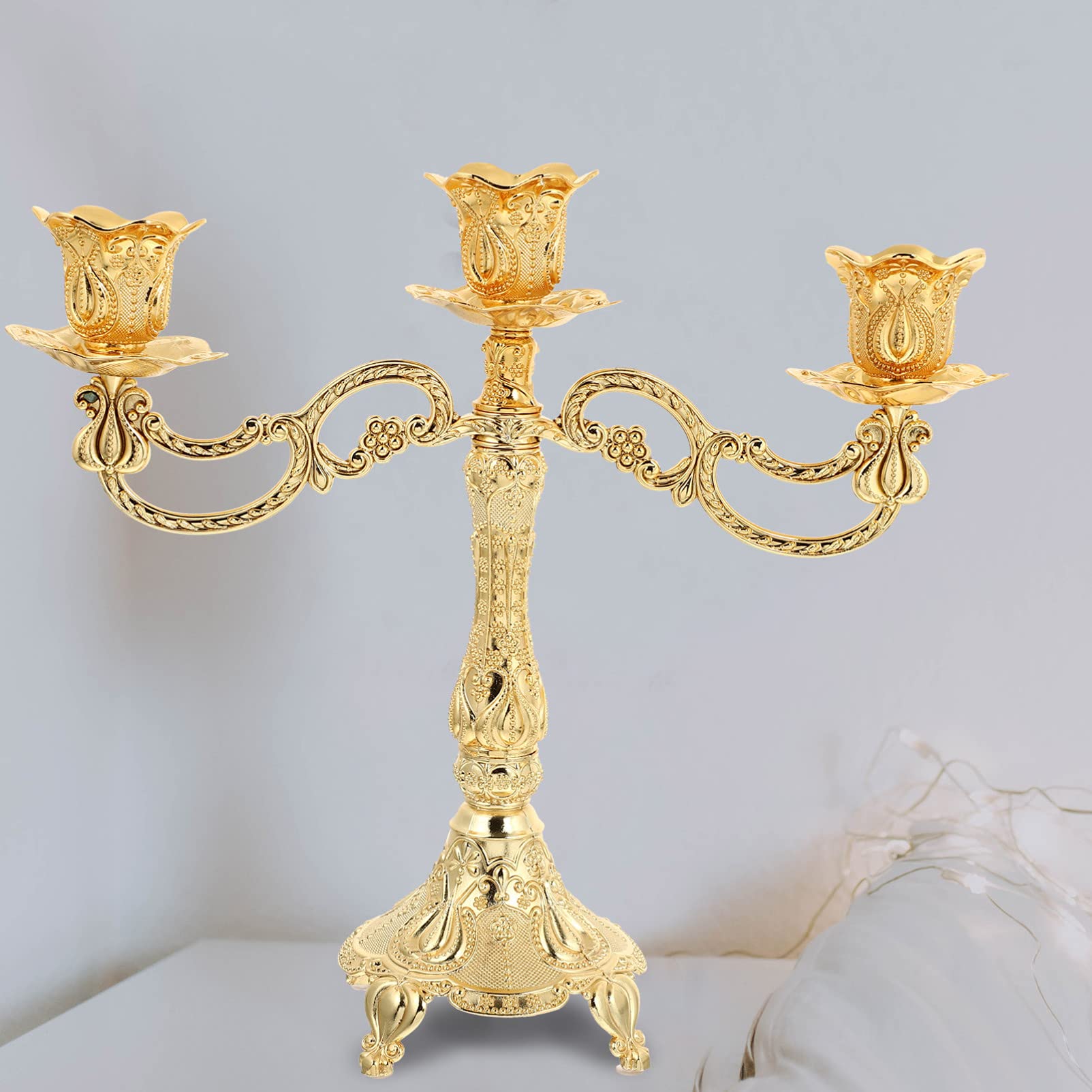 Candeliere, 1 pz candeliere 3 Bracci candelabro in Metallo portacandele Decorativo portacandele Decorativo mensola Tavolo Rustico Decorazione Matrimonio Candela pilastro Zinco