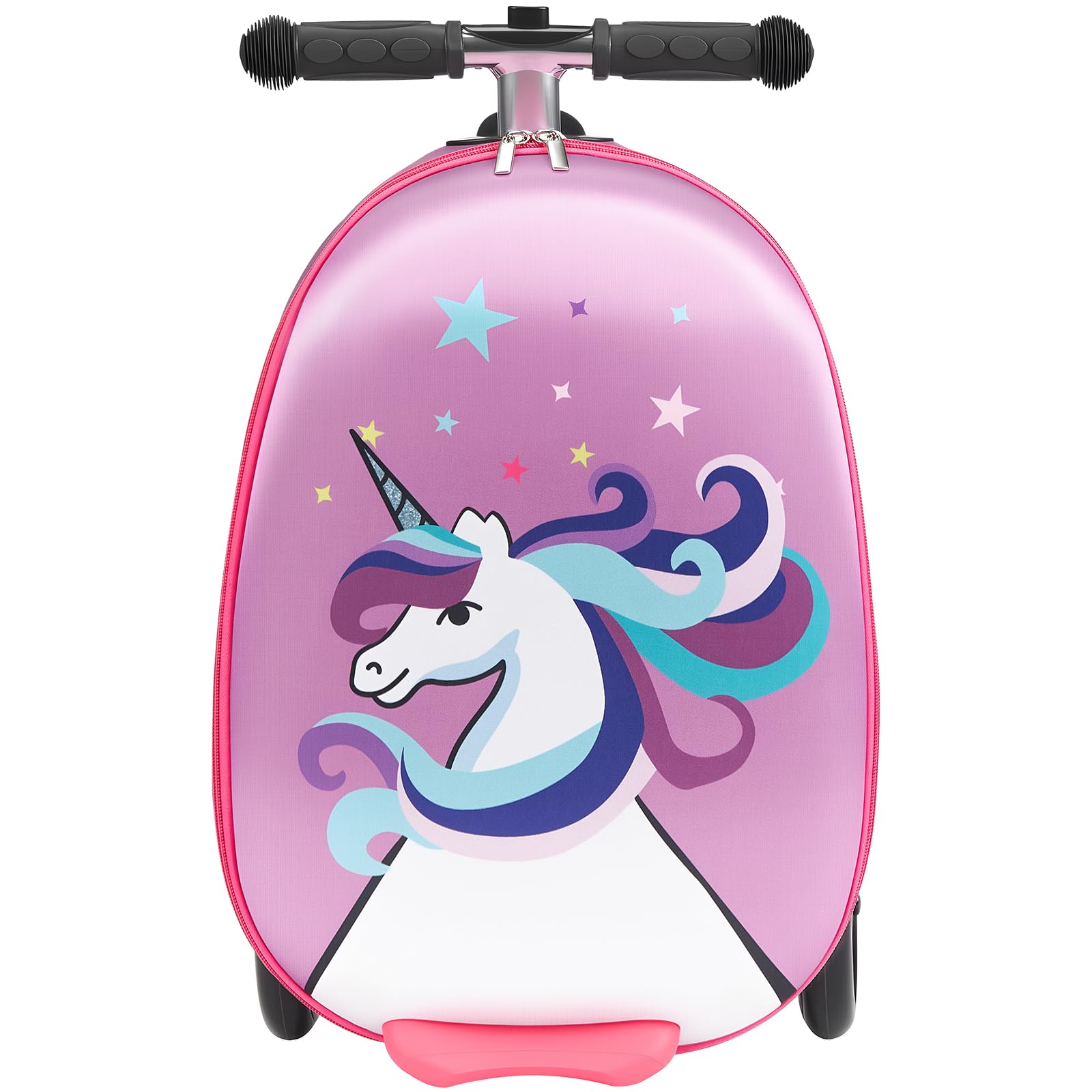VEVOR Scooter Koffer, 20 L Fassungsvermögen, Reisekoffer mit Flash-PU-Rädern, TPR-Anti-Rutsch-Griff, max. Gewichtskapazität 50 kg, Kinderkoffer Handgepäck, für Kinder ab 5 Jahren, Lila