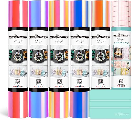 TECKWRAP Paquete de vinilo adhesivo de mosaico holográfico cromado de 12 x 36 pulgadas, rollos para manualidades, artes (círculo rosa circular,