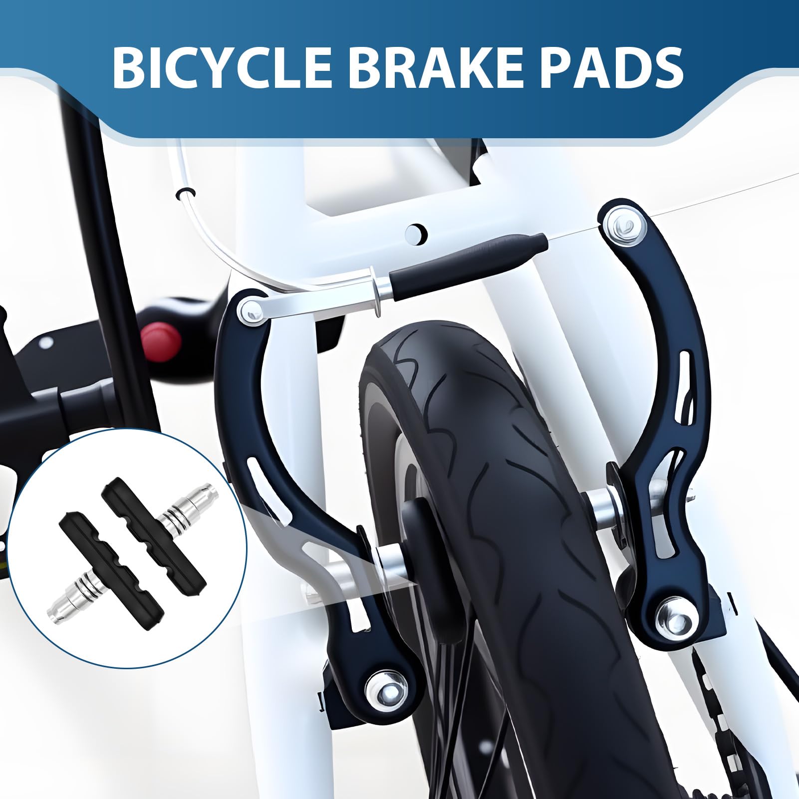 Lot De 4 Patins De Frein V-Brake 70 Mm – Caoutchouc Durable – Avec écrous Et Entretoises – Compatible Roues 20–28 Pouces – Pour VTT Et Vélos De Ville – Silencieux Et Efficace