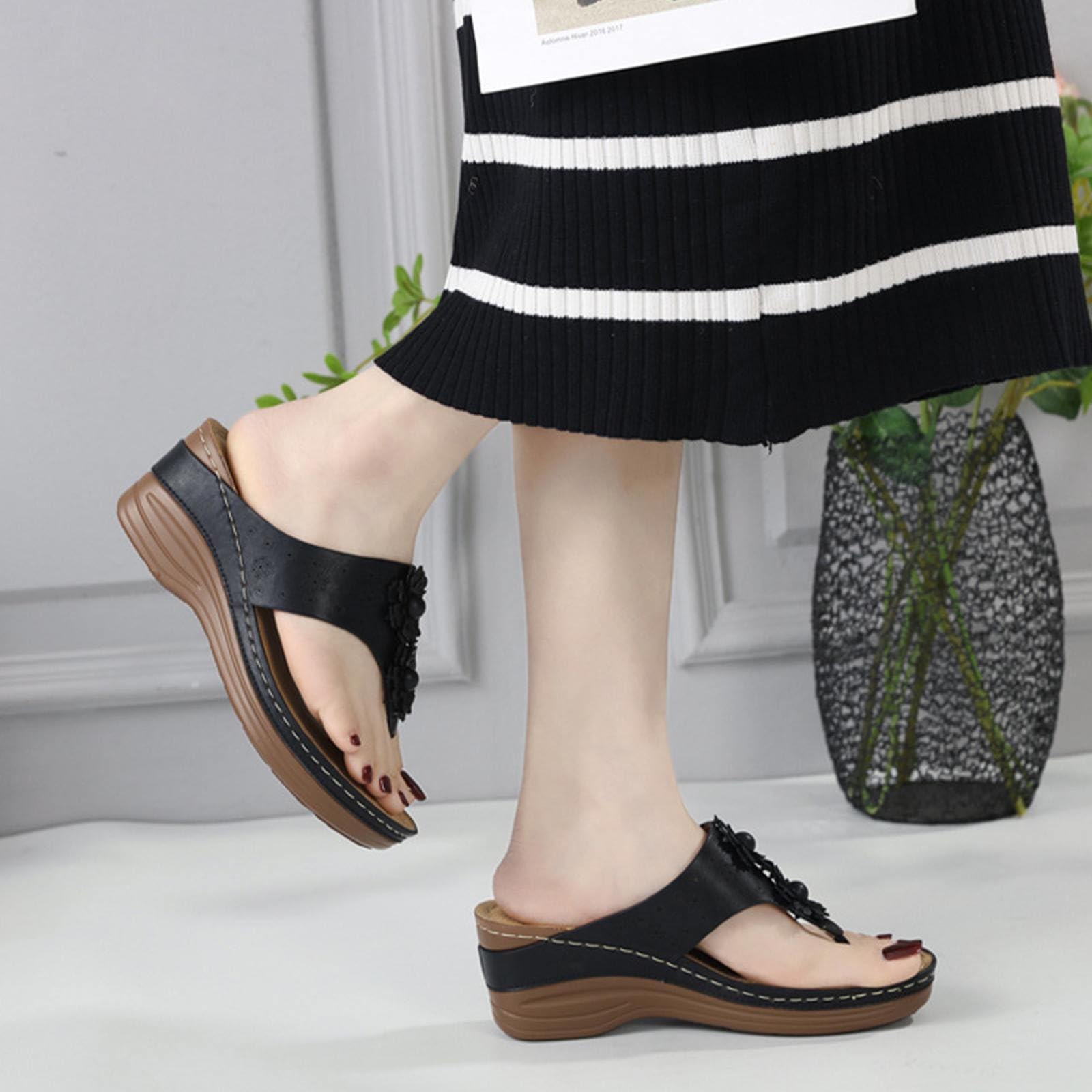 Chanclas Mujer – para Playa Y Piscina De A La Cómodas Antideslizantes con Punta Abierta Transpirables Gruesa Sandalias Zapatillas Cuña Talla Grande Verano Blancas Hawaianas Slim