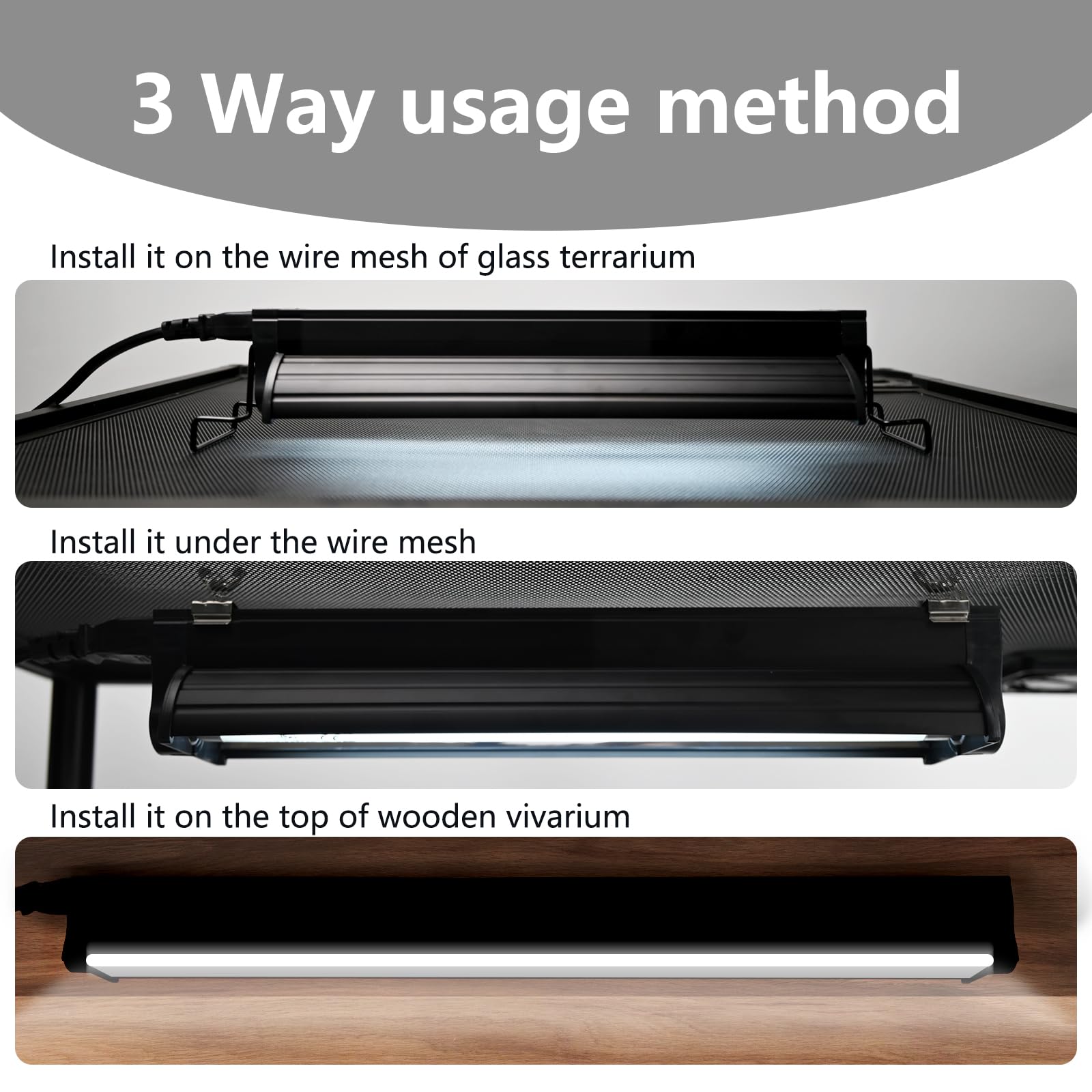 T5 UVB Lighting Combo Kit for Reptiles,8W Light Fixture with Desert 5.0 T5 UVB Light Bulbs Terrarium Hood Heat Lamp for Breaded Dragon,Turtle,Frog,Lizard,Tortoise,Gecko,Snake - image 3