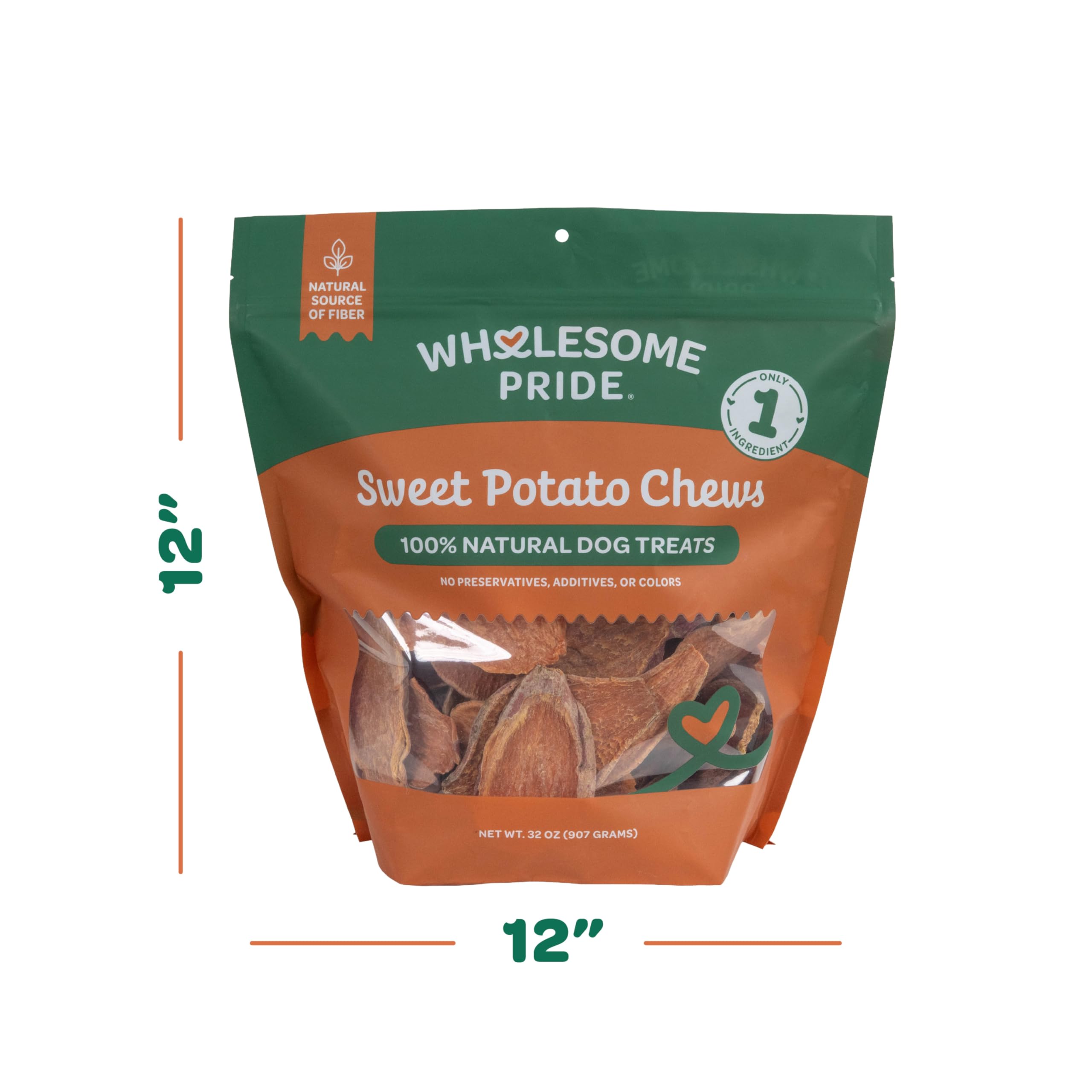 Wholesome Pride Sweet Potato Chews Hunde-Leckerlis, natürliche Einzelzutaten, 907 ml