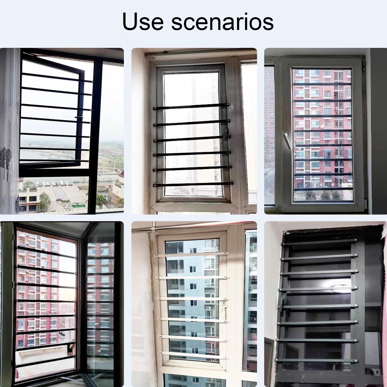 Barras de seguridad de aluminio para ventanas anticaídas para dormitorios y salas de estar, bloqueadores temporales de ventanas para seguridad infantil, ajustables, 120 cm de longitud