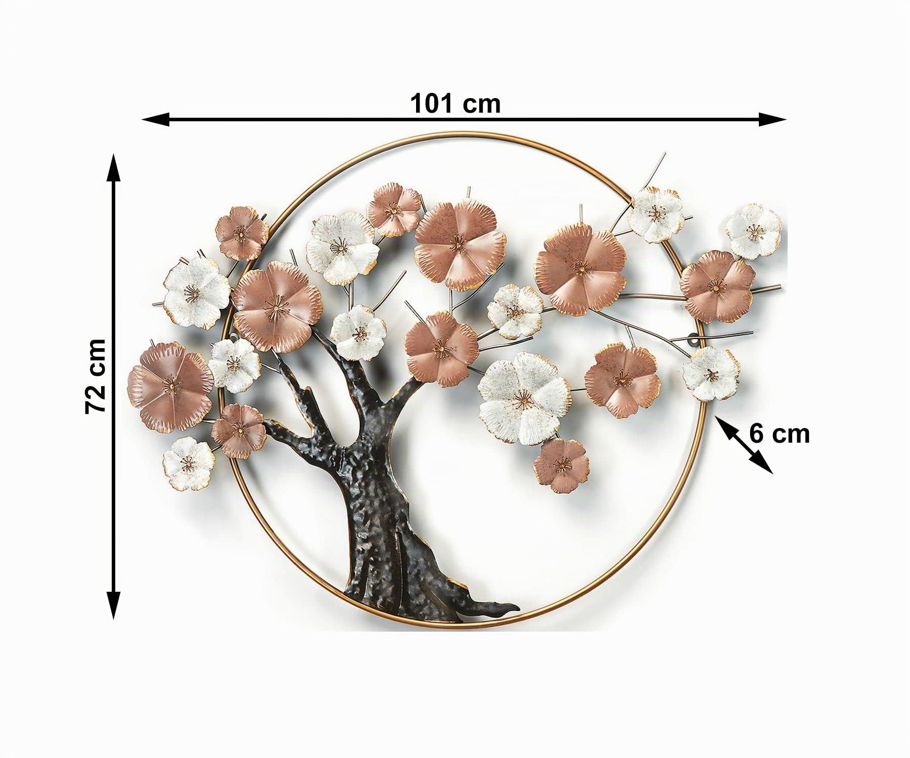 Kobolo Metallbild 3D Wanddeko Cherry Blossom aus Metall 101x72x6 cm