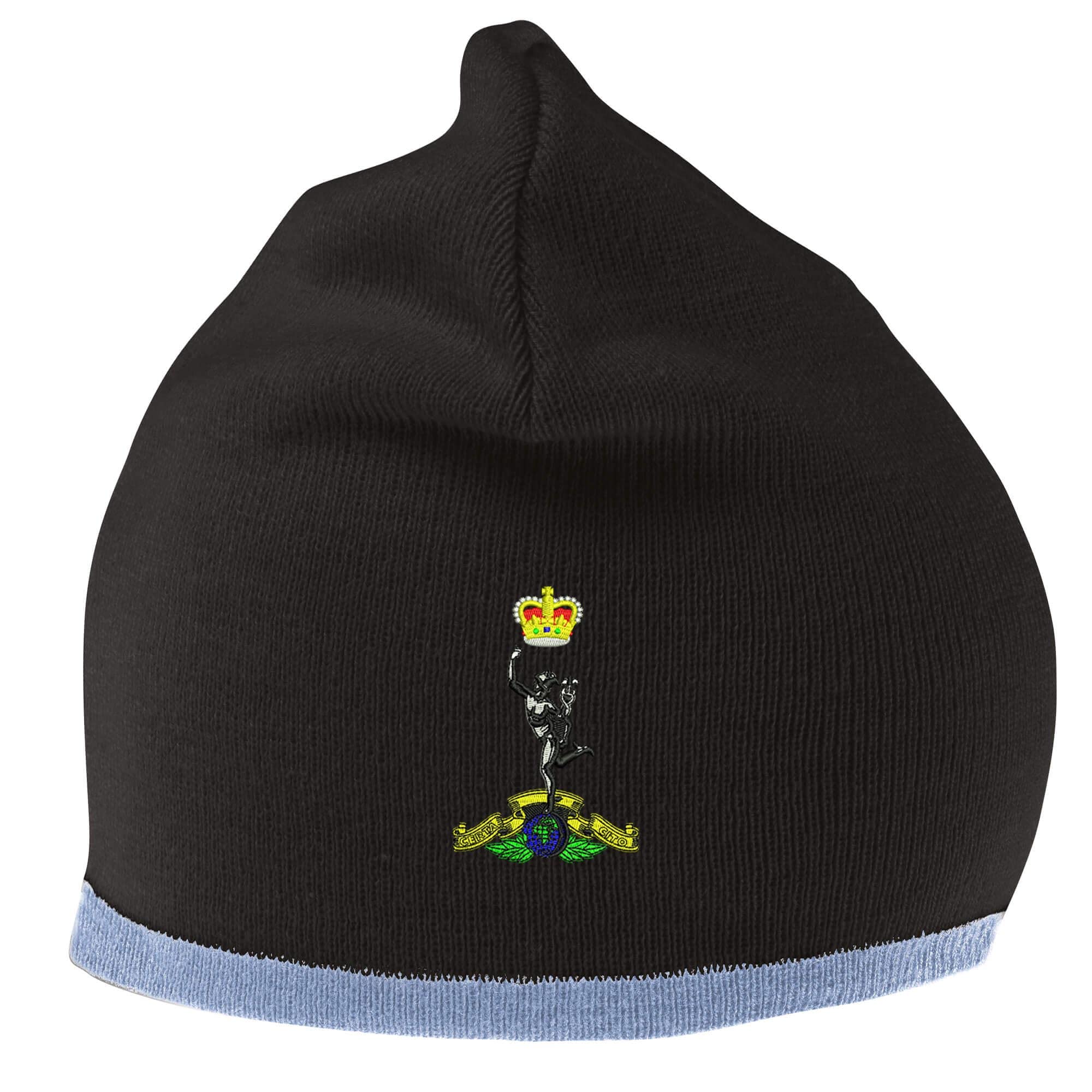 The Military Store Unisex Black/Sky Royal Signals Beanie Hat