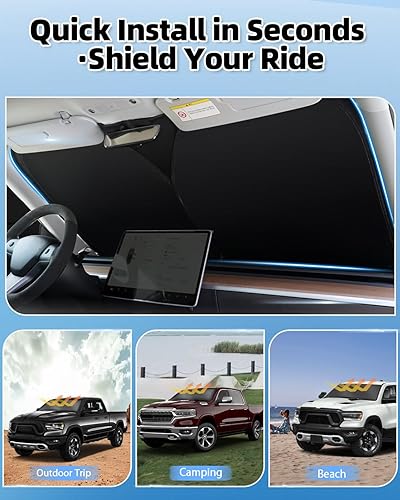 Miniatura 7 de Mixsuper Liner Parasol para parabrisas para Dodge Ram 1500 2019-2025 2019-2025, parasoles para parabrisas de ventana delantera, para Ram 1500,