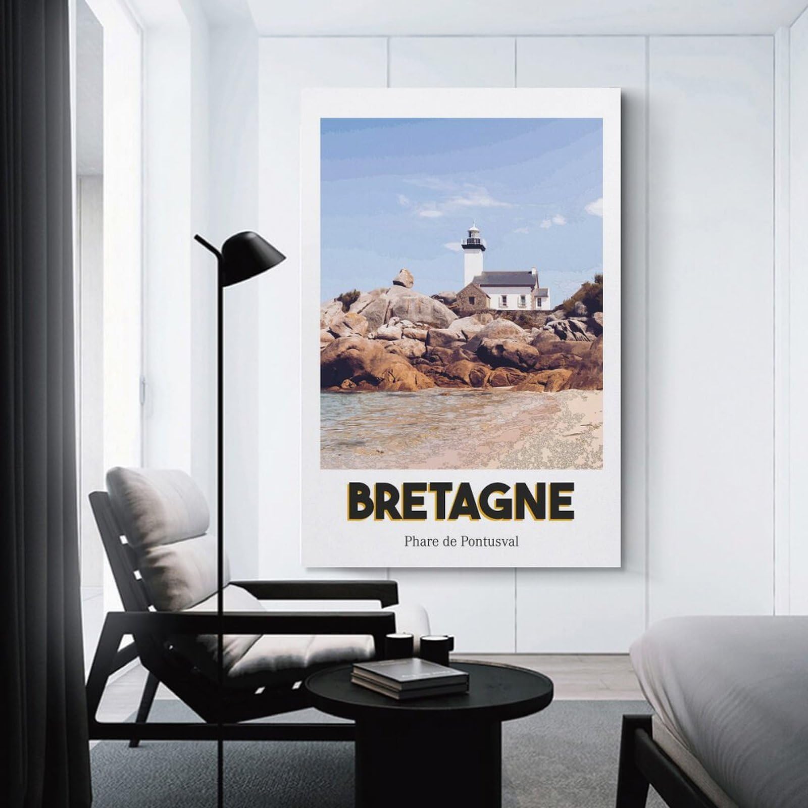 Junmoney Unframe-Style-6 Canvas Wall Picture Phare De Pontusval, 20X30inch(50X75cm), For Gallery Wall Decor And Room Displays, Decorative Artwork With Flexible Styling