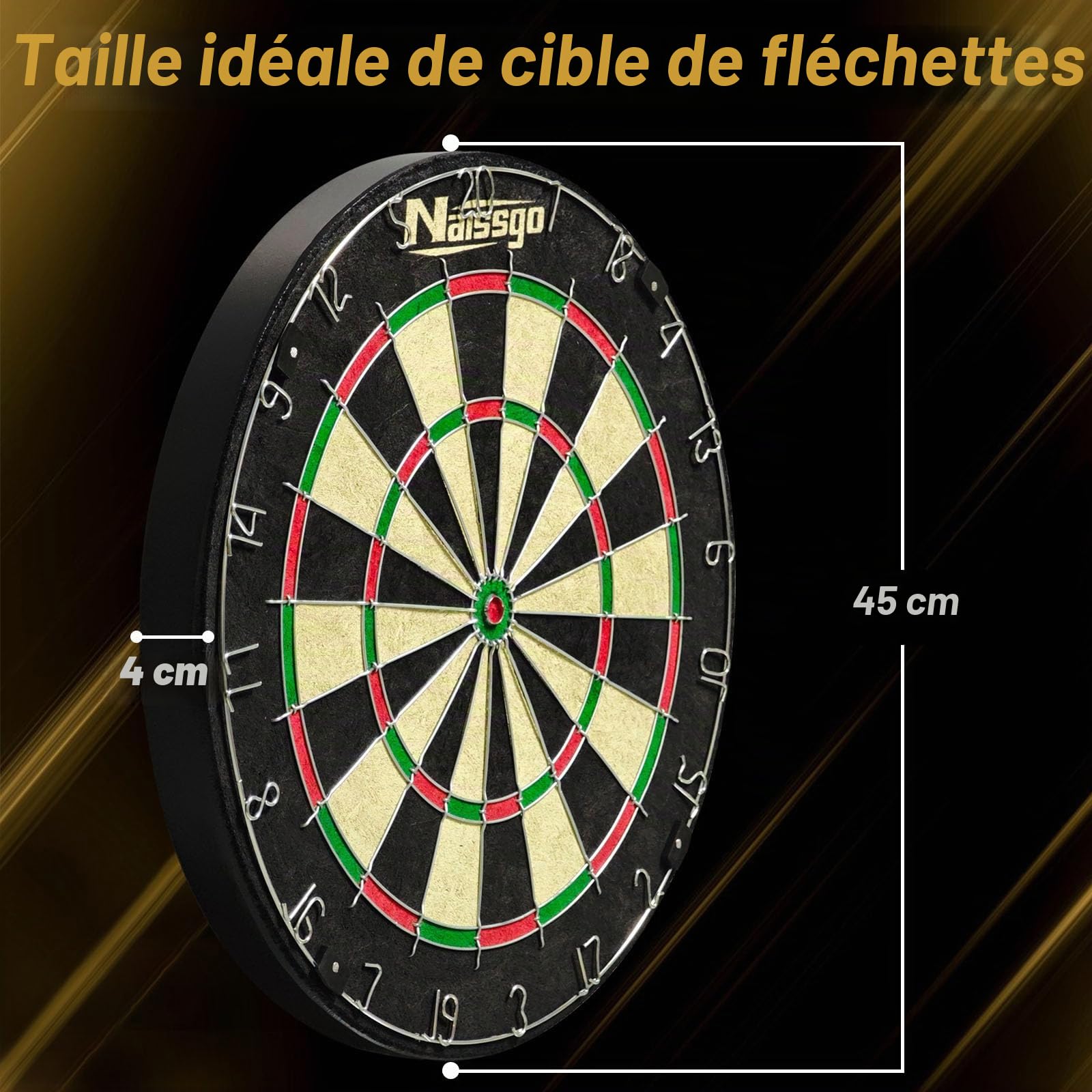 Cible de fléchettes avec flèches, cible de fléchettes Bristle classique, avec anneau numéroté, jeu de fléchettes en sisal, avec 6 jeux de fléchettes à pointe en acier
