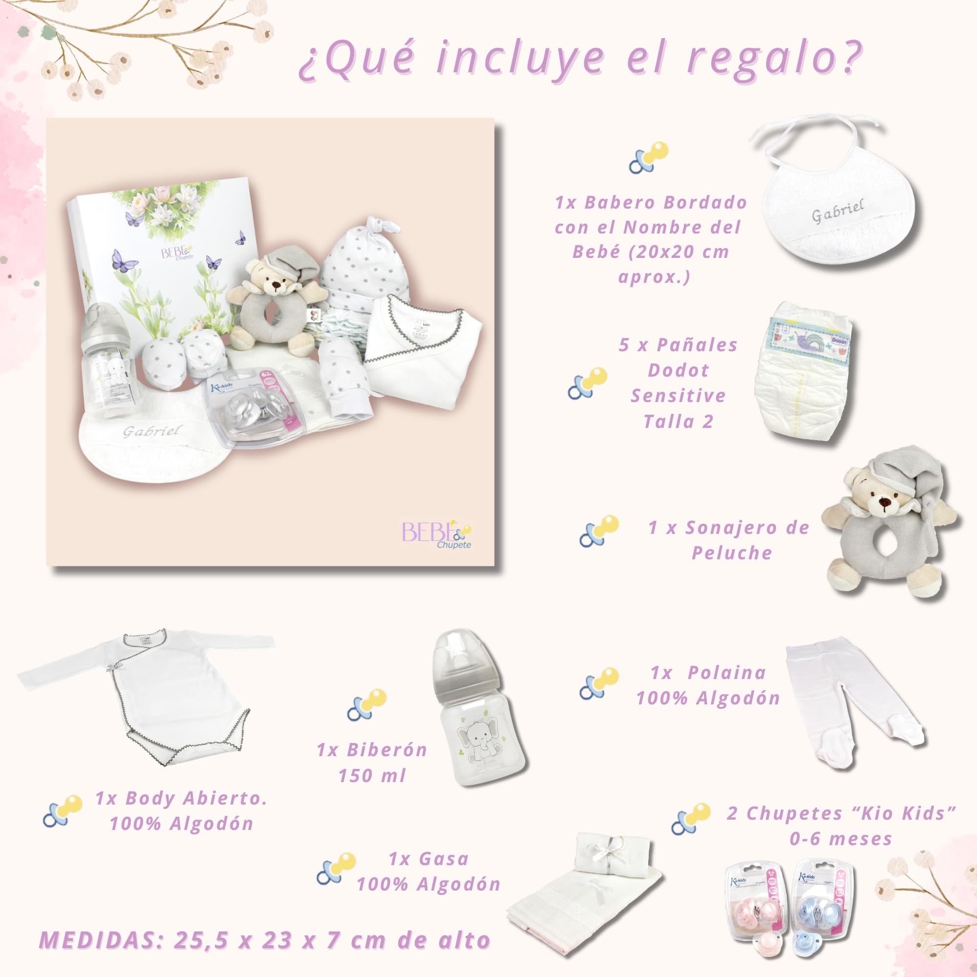 Regalo Bebe - Regalo Bebe Recien Nacido Niño PERSONALIZADO - Bebe Recien Nacido - Cesta Bebe Recien Nacido Niño - Cosas para Bebes Recien Nacidos- Regalo Recien Nacido- Regalos para Bebes (Gris)