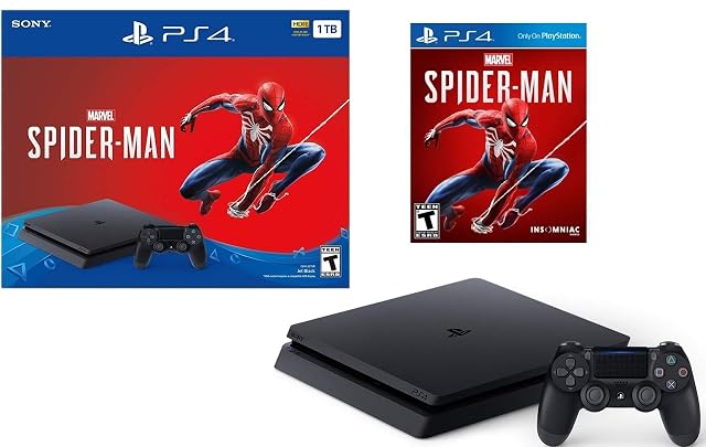 Newest Released Sony Playstation 4 1TB Marvels Spider-Man Bundle Playstation 4 1TB Jet Black Console Marvels Spider-Man DUALSHOCK