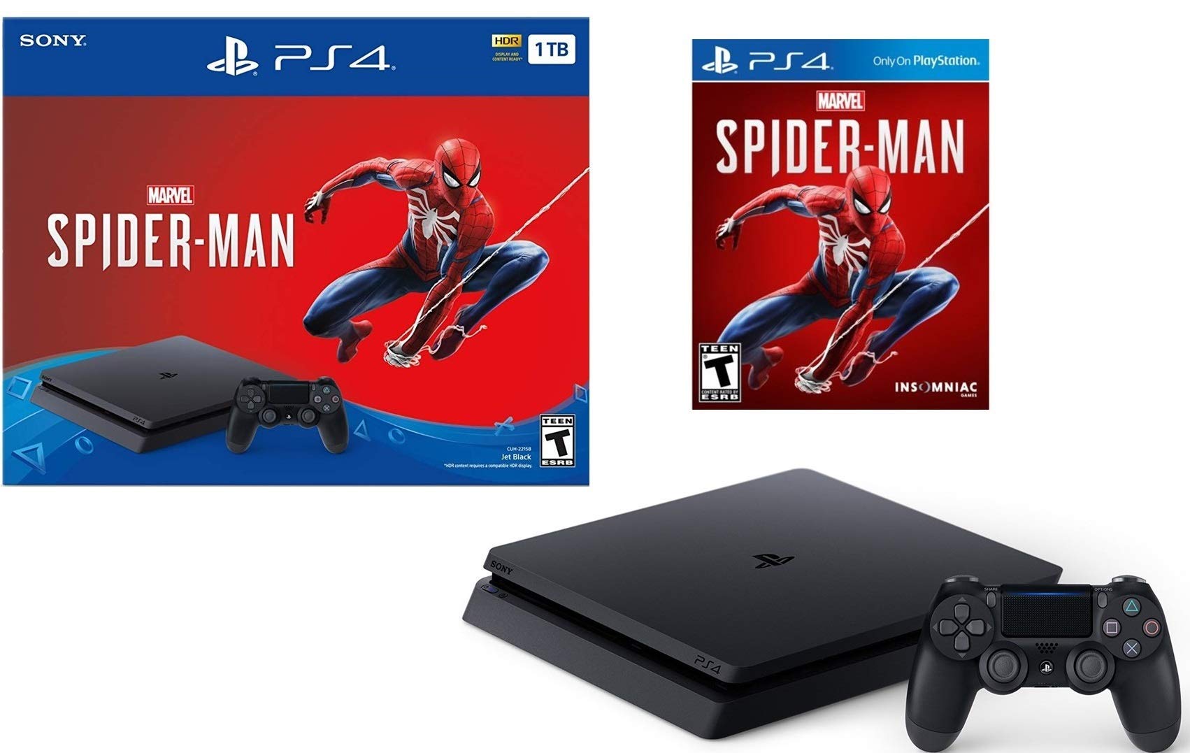 Newest Released Sony Playstation 4 1TB Marvels Spider-Man Bundle Playstation 4 1TB Jet Black Console Marvels Spider-Man DUALSHOCK