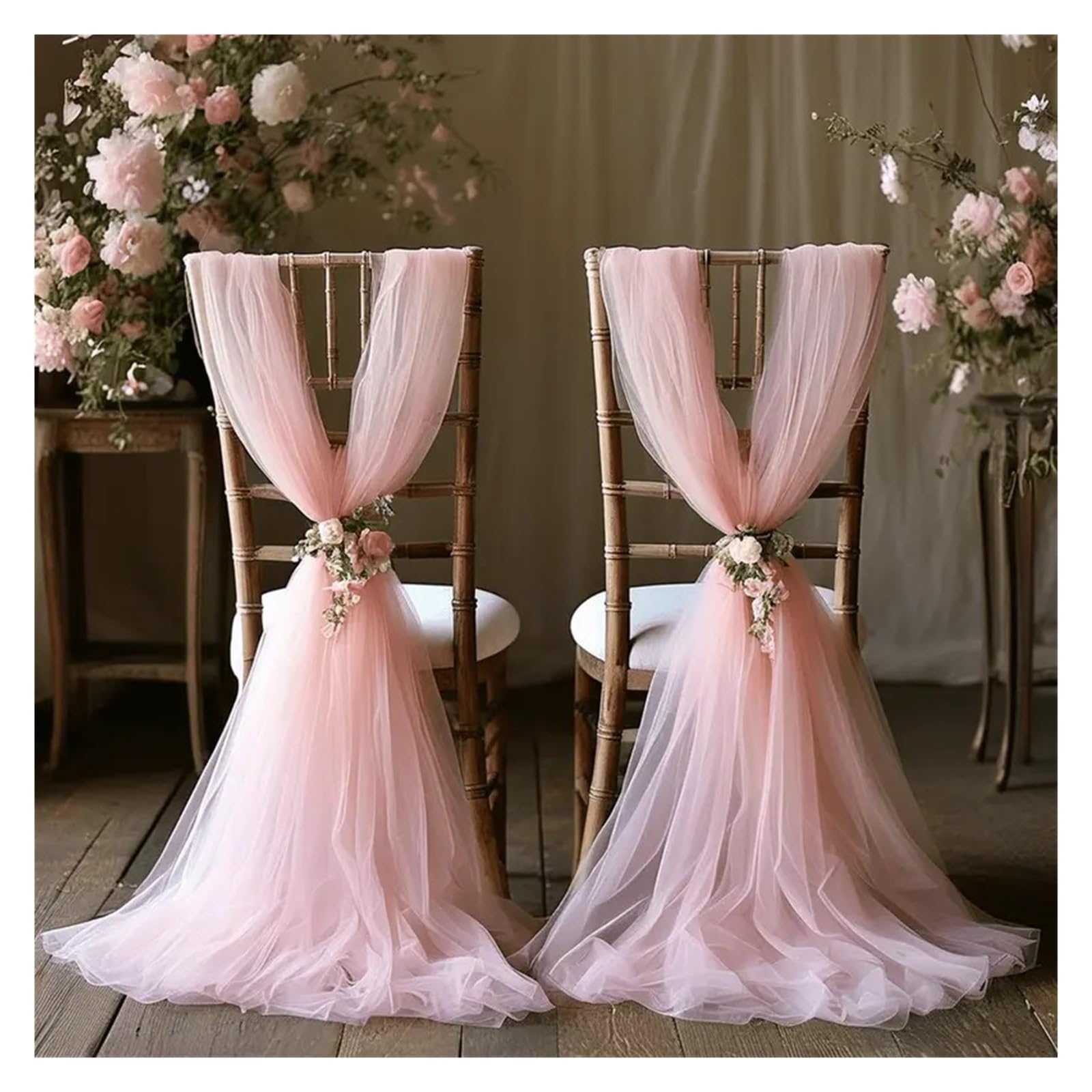 YGSGJSP Chair Sashes 50-10pieces 200x75cm gauze Chair Back Veil Wedding Sashes Bows Covers Ribbon Party Decor for Wedding(Light pink,50pcs)