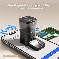 Vista 4 de Espelho Alimentadores automáticos para gatos WiFi: control inteligente de aplicación de 2.4 GHz, dispensador de alimentos para gatos con bolsa