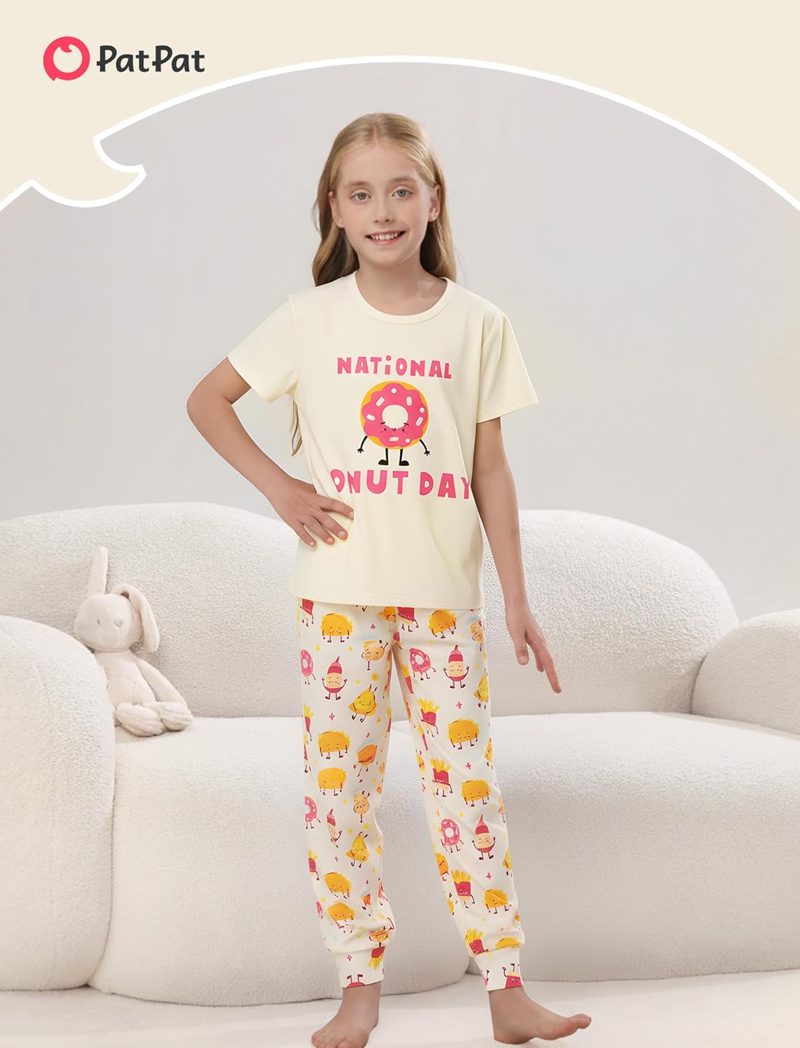 PATPAT Girls Pajamas Set 2 Piece Cute Print Sleepwear Short Sleeve Tee Top & Pants Comfortable PJs for Kids 5-12 Years - Image 4