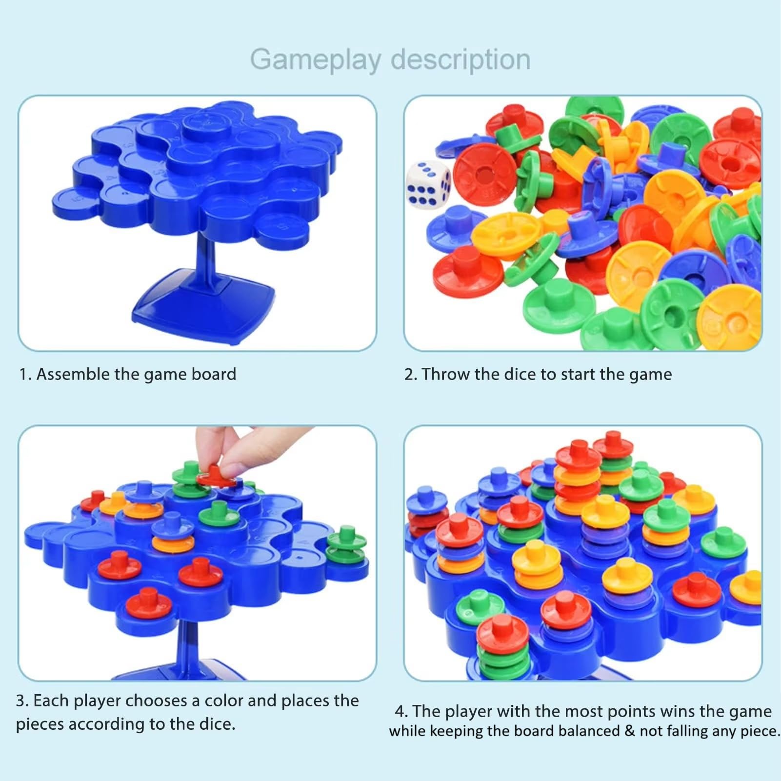 Goyal's Balancing Topple Stacking Game for Kids – 48 Colorful Discs with Dice | Educational Dexterity Skill Toy for Boys & Girls | Fun Family Game for 3+ Years 3