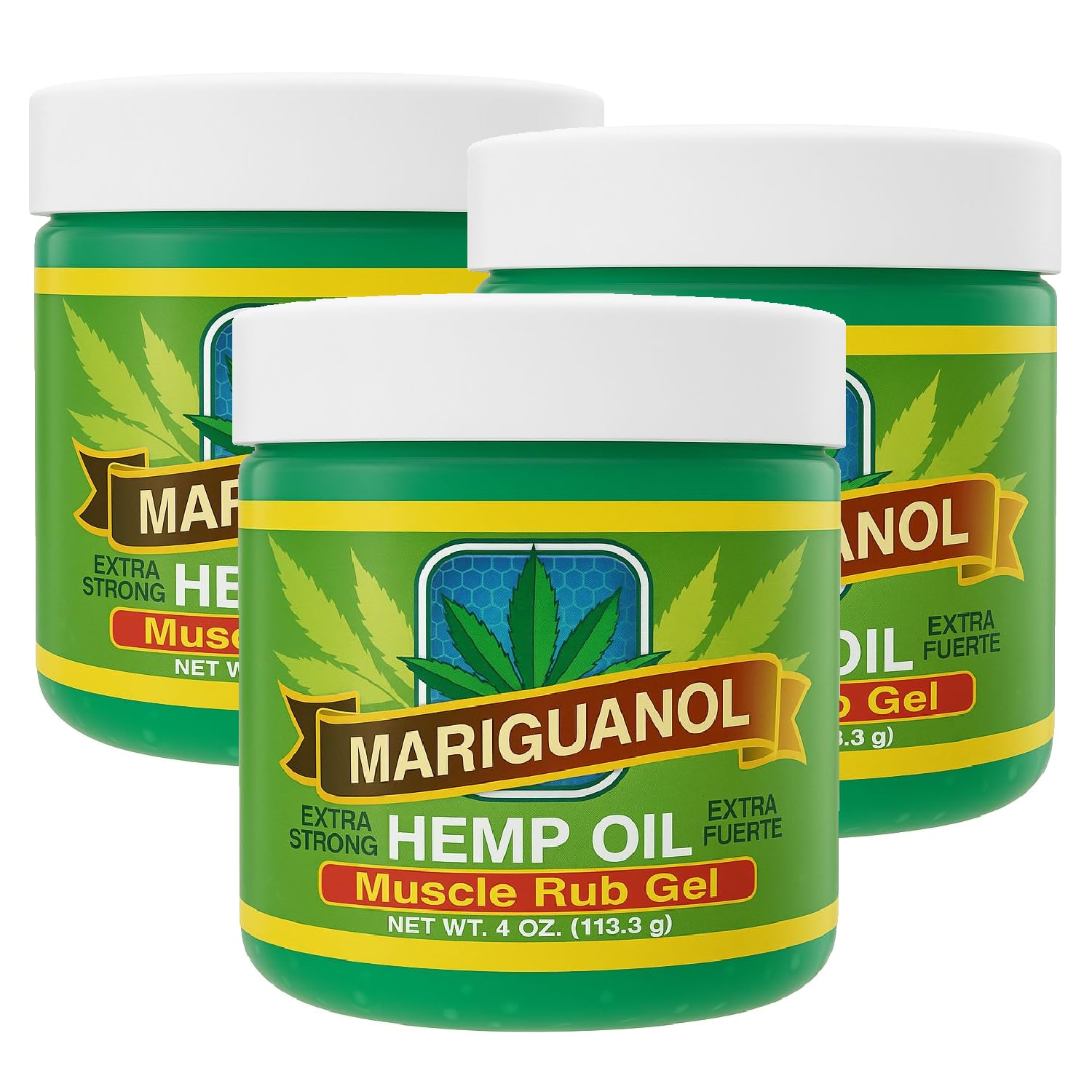 Extra Strong Muscle Rub Gel with Hemp Oil, Menthol &amp; Camphor – Cooling, Fast-Absorbing Topical Gel for Post-Workout Active Lifestyles – Net Wt. (4 Ounce (Pack of 3))