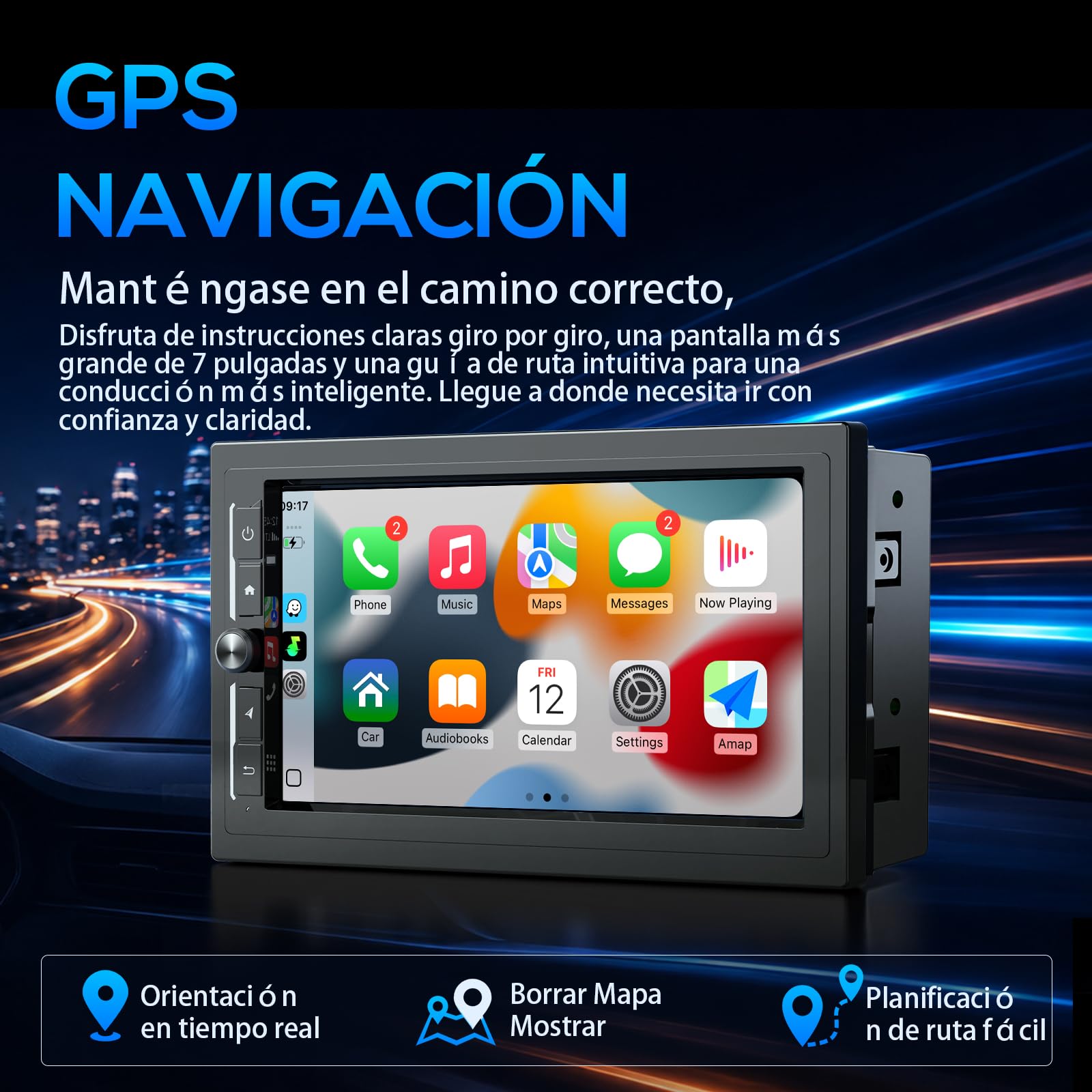 Haudio Radio samochodowe 2 DIN, 7 cali samochodowe stereo z bezprzewodowym systemem Android Auto & Carplay, kamera cofania 720p, Bluetooth, Mirror Link, SWC, sterowanie kierownicą, FM/AM/RDS/ASP, 2+32