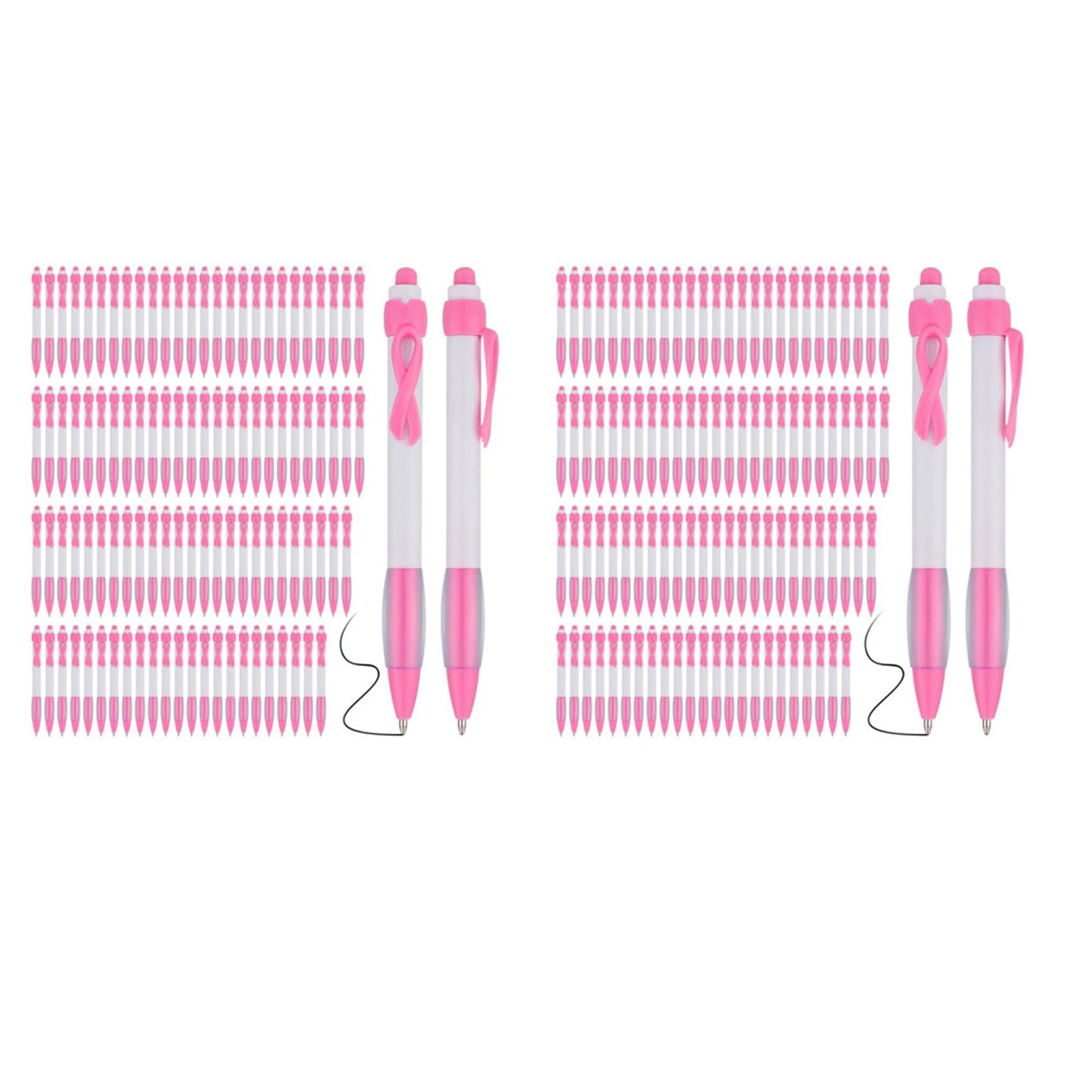 200 Penne un Nastro Rosa Sfuse, Penne un Sfera Retrattili con Inchiostro Nero per Articoli per Ufficio, Regali per Donne e Ragazze