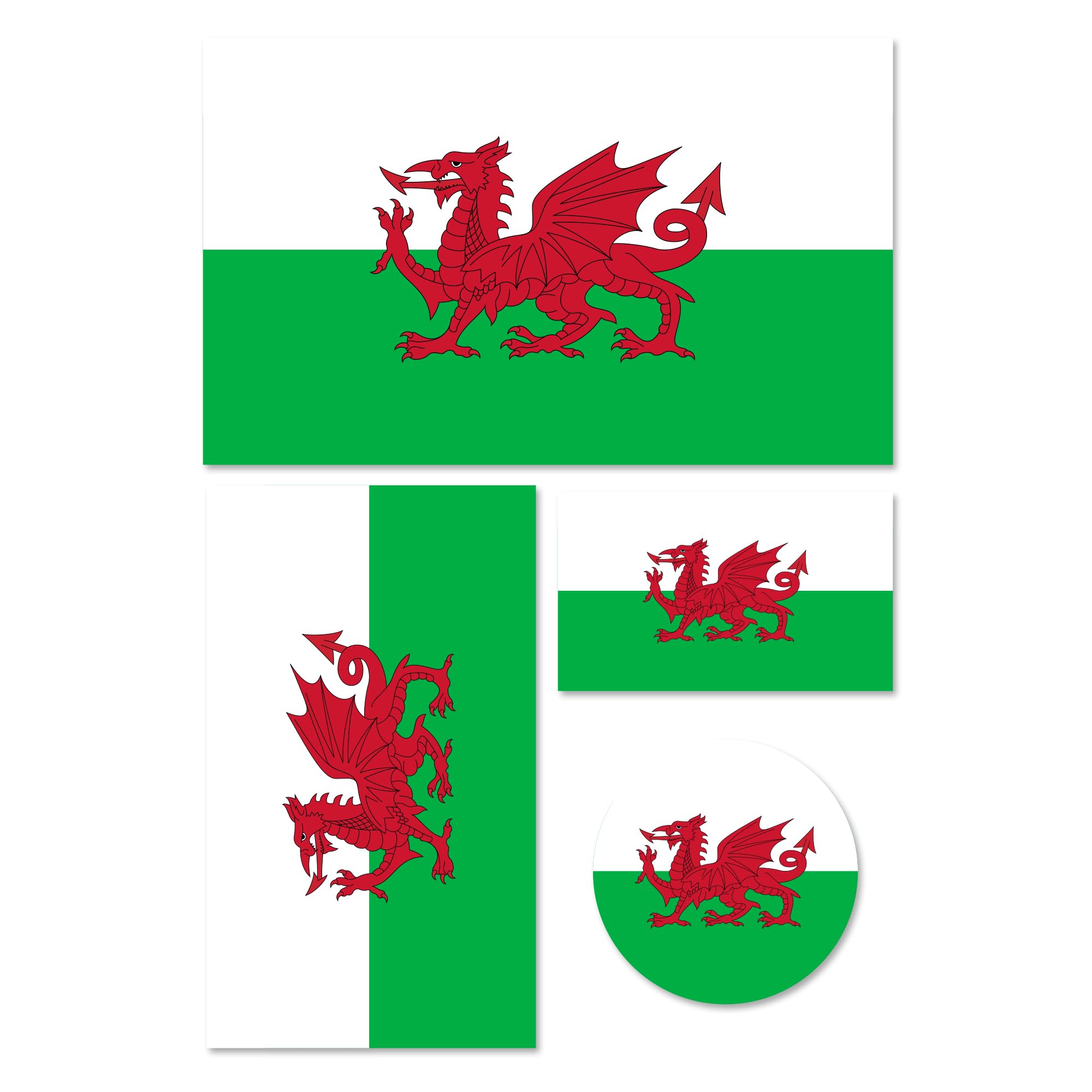 Premium Welsh Red Dragon Flag Sticker Set – 4 x Vinyl Decals for Laptop, Phone, Tablet, Helmet – Bubble-Free, Repositionable & Weatherproof – National Pride Souvenir & Sports Fan Accessories (CYM)
