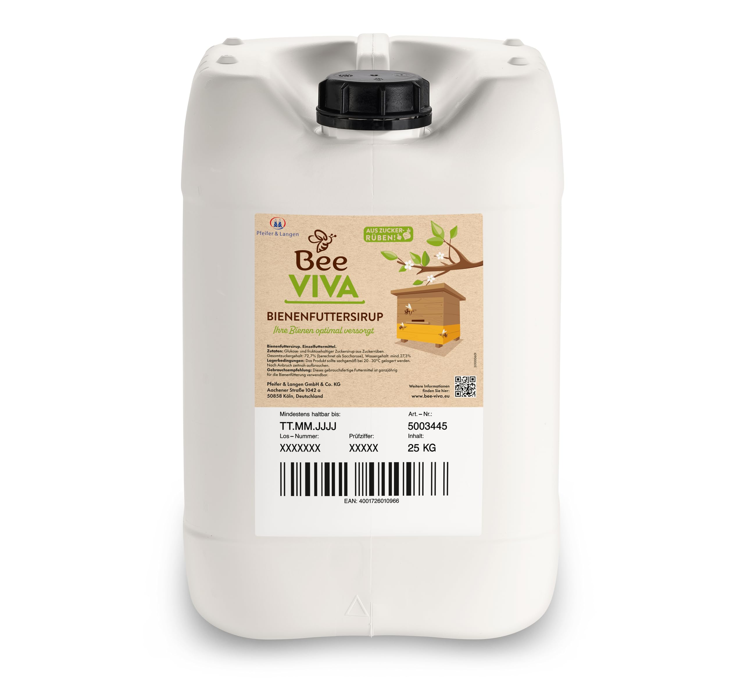 Bee Viva Futtersirup für Bienen 25Kg auf Zuckerrüben Basis | Bienenfutter Flüssig Sirup Kanister | Bienenfuttersirup (25Kg)