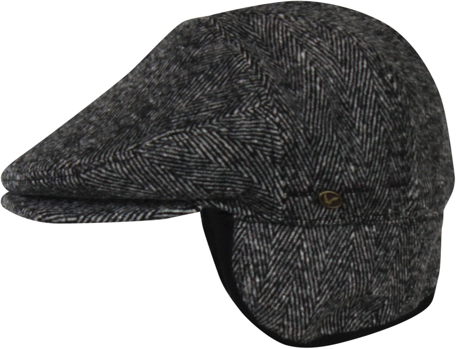 100% Wool Herringbone Winter Ivy Cabbie Hat w/Fleece Earflaps – Driving Hat