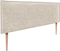 DHOME Solid Natural Linen Headboard with Trim Upholstered Headboard Bed Bedroom Modern Top Trending (Natural Linen, 160 x 105 cm with Legs (Beds 150/160))