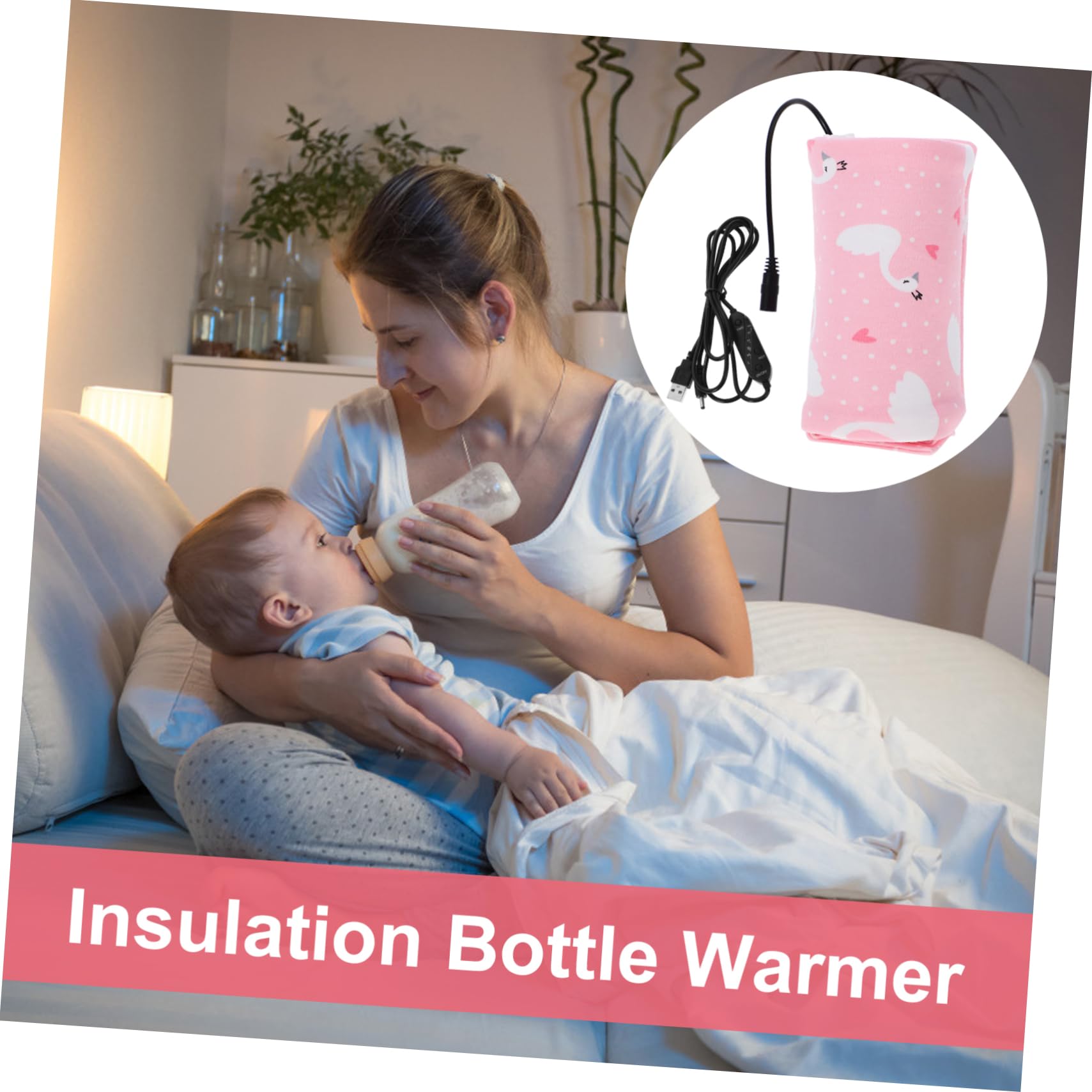 Yardwe 3 Pezzi Copertura isolante bottiglia isolante scalda biberon caldo scaldabiberon portatile borsa termica per bottiglie borsa per bottiglia di isolamento termico cotone rosa