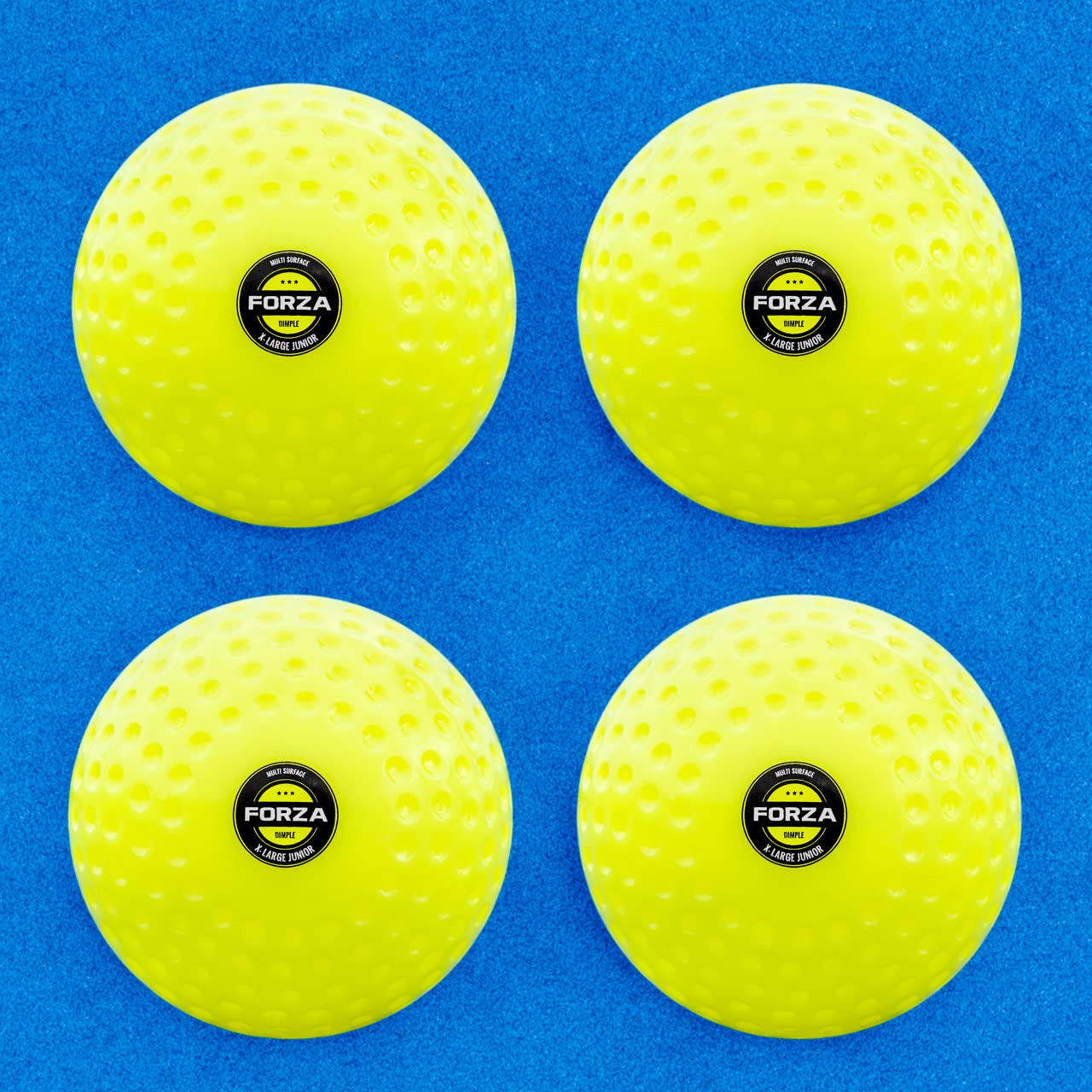 FORZA Match & Training Hockey Balls - Dimpled & Smooth | Complete Range - Tried & Tested By Hockey Wales (Pack of 4, XL Junior Training Ball)