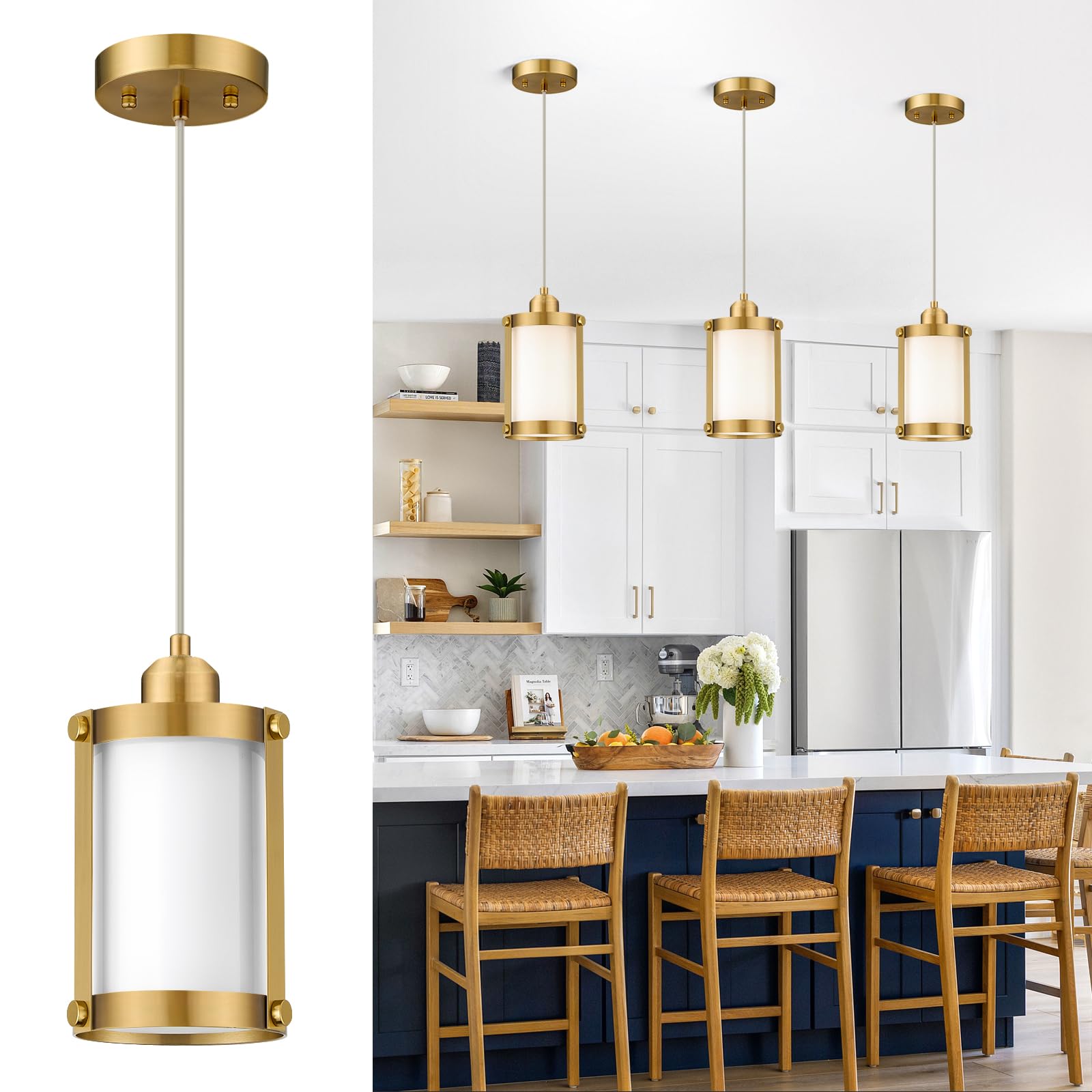 Photo 1 of ***FACTORY SEALED ***
Osimir 4-Light Kitchen Island Lighting, Brushed Gold Linear Dining Room Light Fixtures with Frosted Glass, Modern Mid Century Chandelier Pendant Light for Kitchen Island Dining Room, OS-3014-4ISBGW