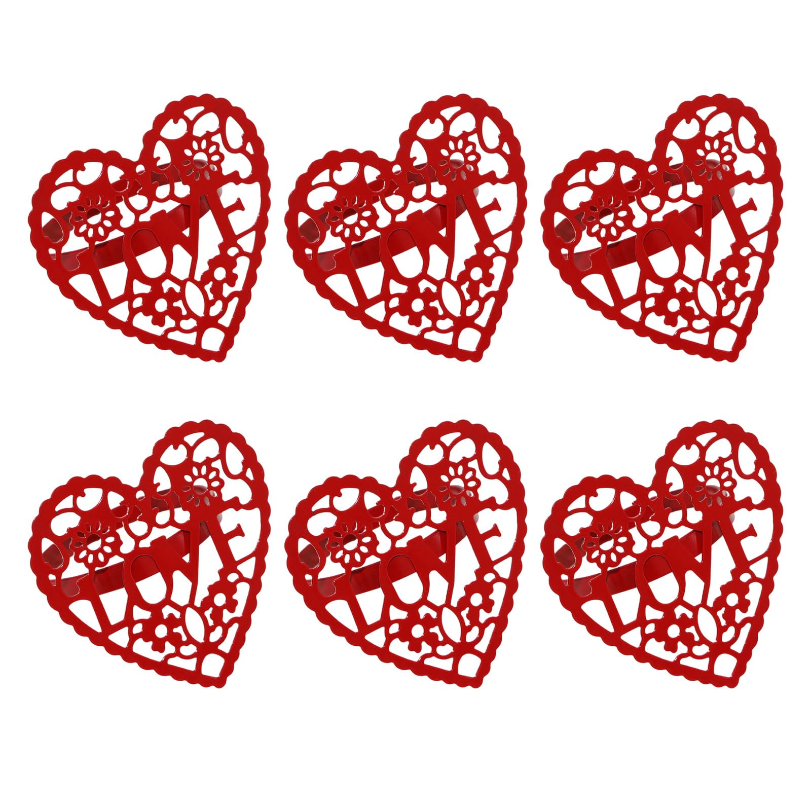 Kalttoy 6PCS Celebration Themed Metal Napkin Holders with Lovely Heart Model Home Table Decoration for Anniversary Festivities Restaurant Tableware Accessories