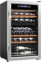 ROVSUN 33-Bottle Dual Zone Wine Fridge & Beverage Cooler - Freestanding Refrigerator w/ Independent Temp Control for Red/White Wine, Beer, Champagne