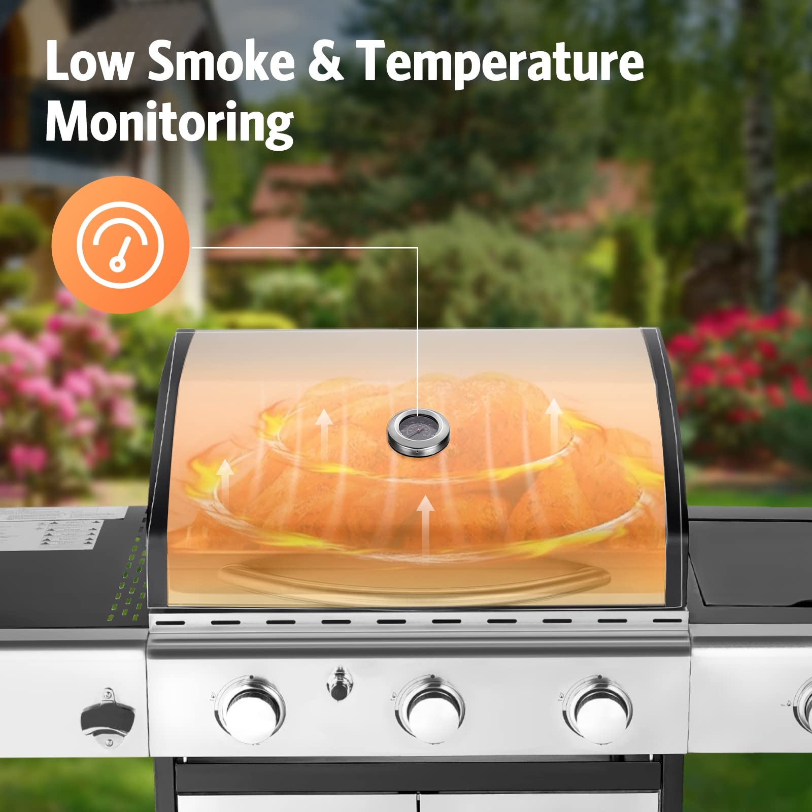 Rintuf Liquid Propane Gas Grill, 24000 BTU Stainless Steel BBQ Gas