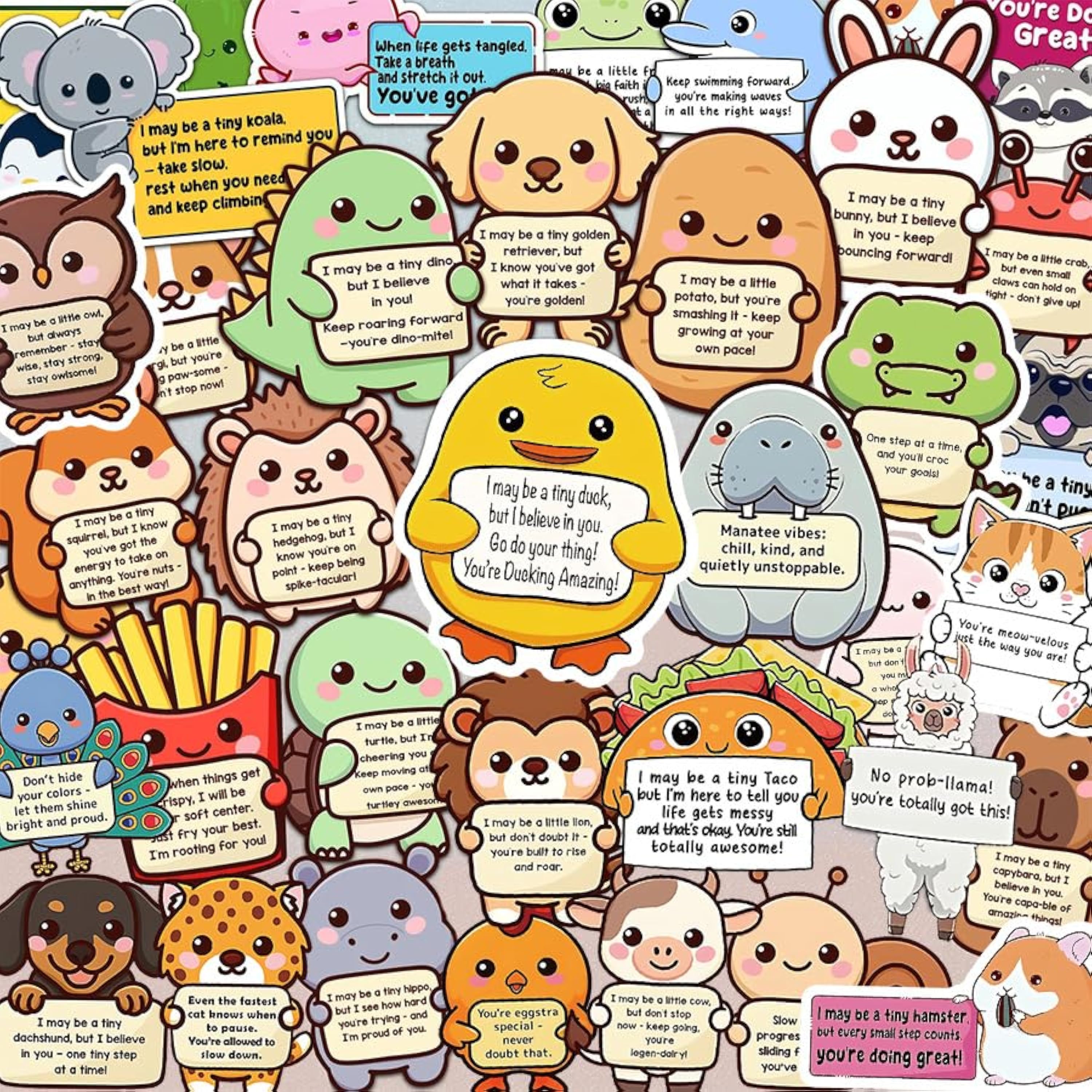 50 pegatinas divertidas de memes, animales humorísticos resistentes al agua graffiti vinilo colorido impermeable pegatinas estéticas para laptop skateboard guitarra, adolescentes y adultos