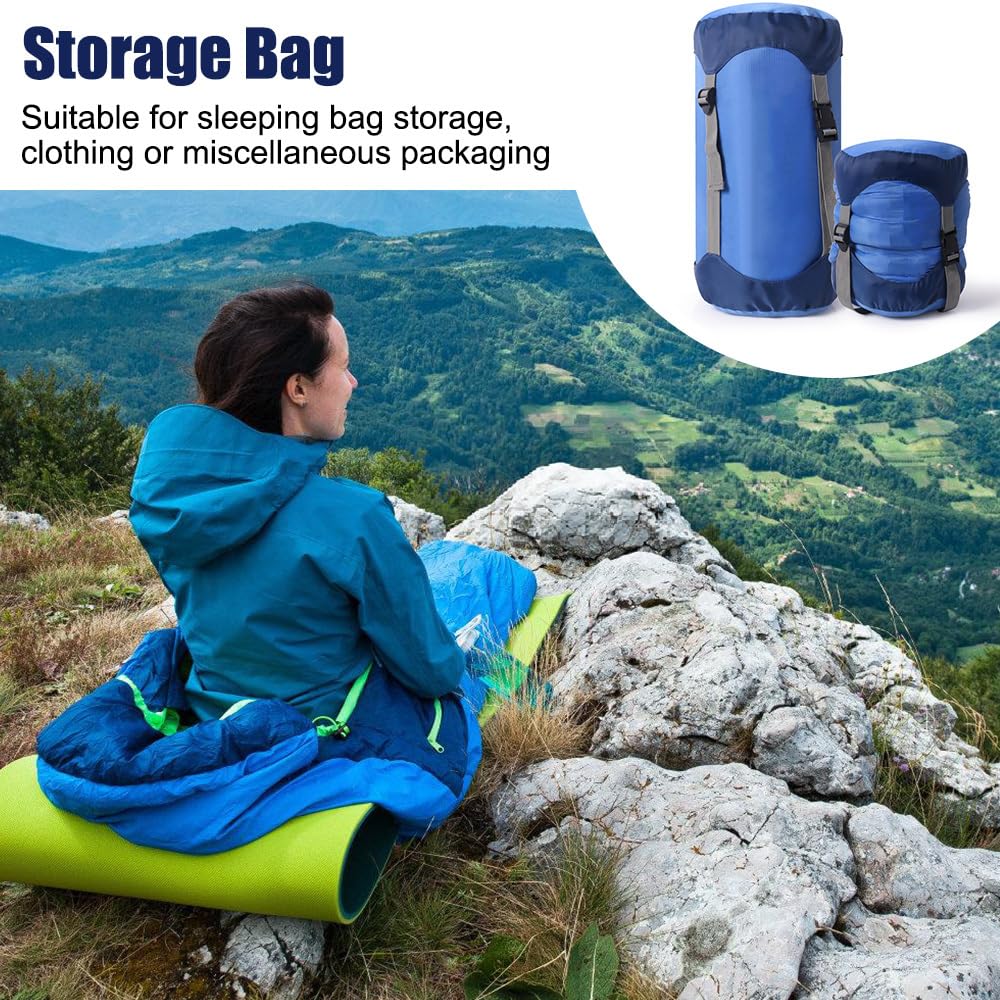 Compressione per Sacco a Pelo, 6L, 15L, 25L, 35L Sacca Stoccaggio Borsa Ultraleggero in Poliestere, Porta Sacco a Pelo Portaoggetti per Campeggio Spalla Viaggio