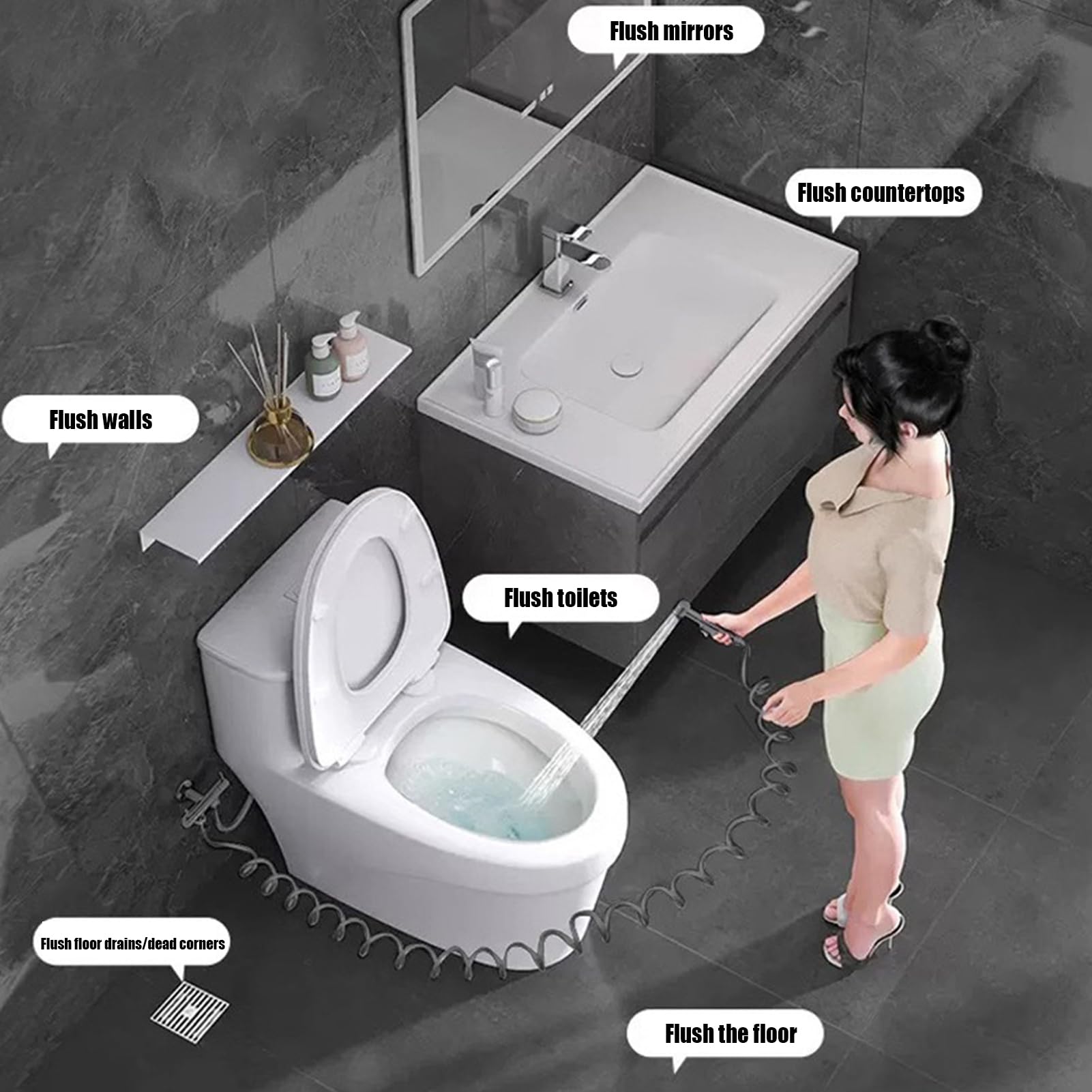 Prysznic Toaletowy Ergonomiczny uchwyt, szczelne połączenie, narzędzie | Bateria Bidetowa Z Wężem Kąpiel Zwierząt Czyszczenie Zlewu Higiena Kempingowa Opieka