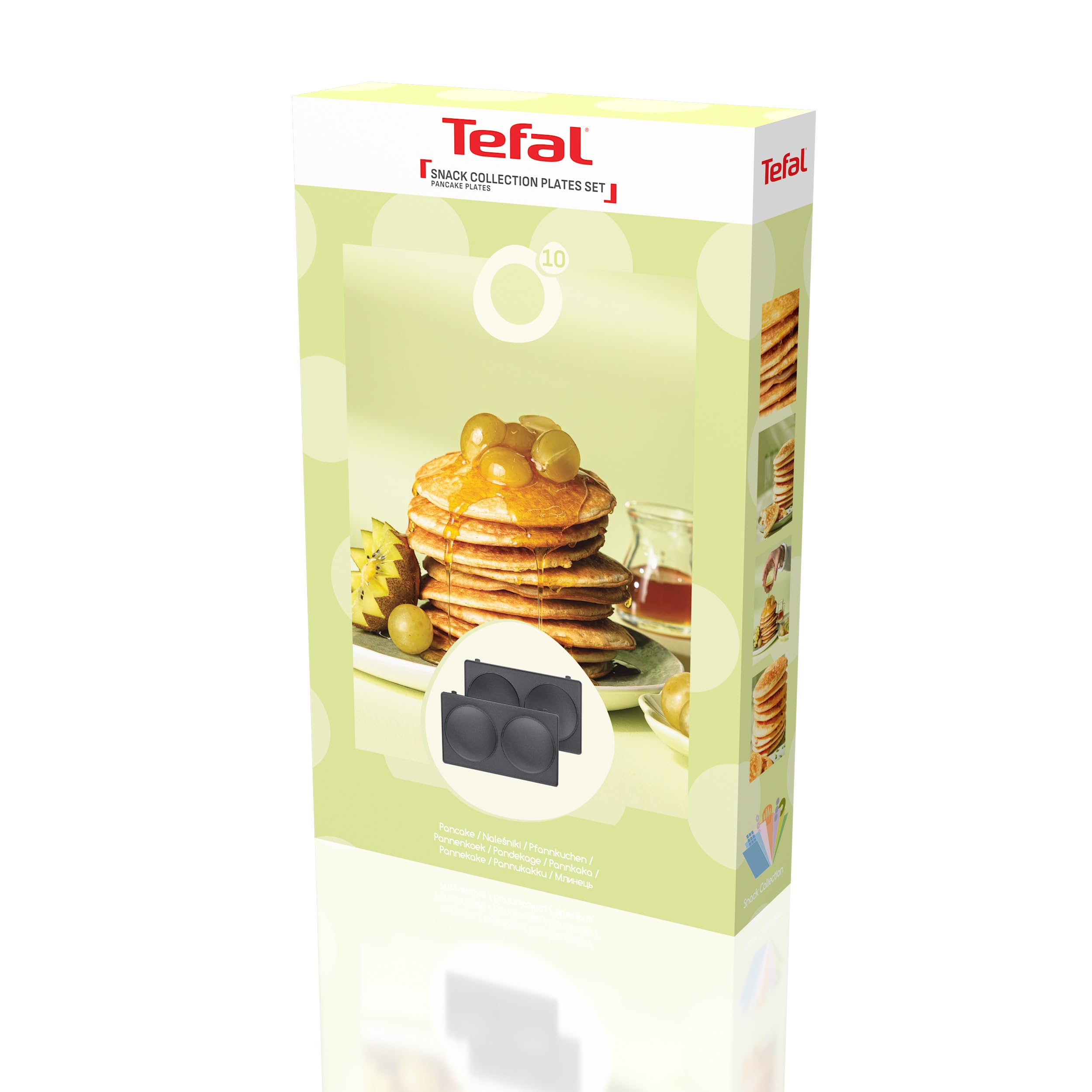 Tefal Snack Collection 2x Pfannkuchen-Platten, clevere Aufbewahrung, vertikales Design, spülmaschinengeeignet, kompatibel mit Snack Collection SW34/SW85/SW86/SW87, inkl. Rezeptbuch, Schwarz XA8110F0